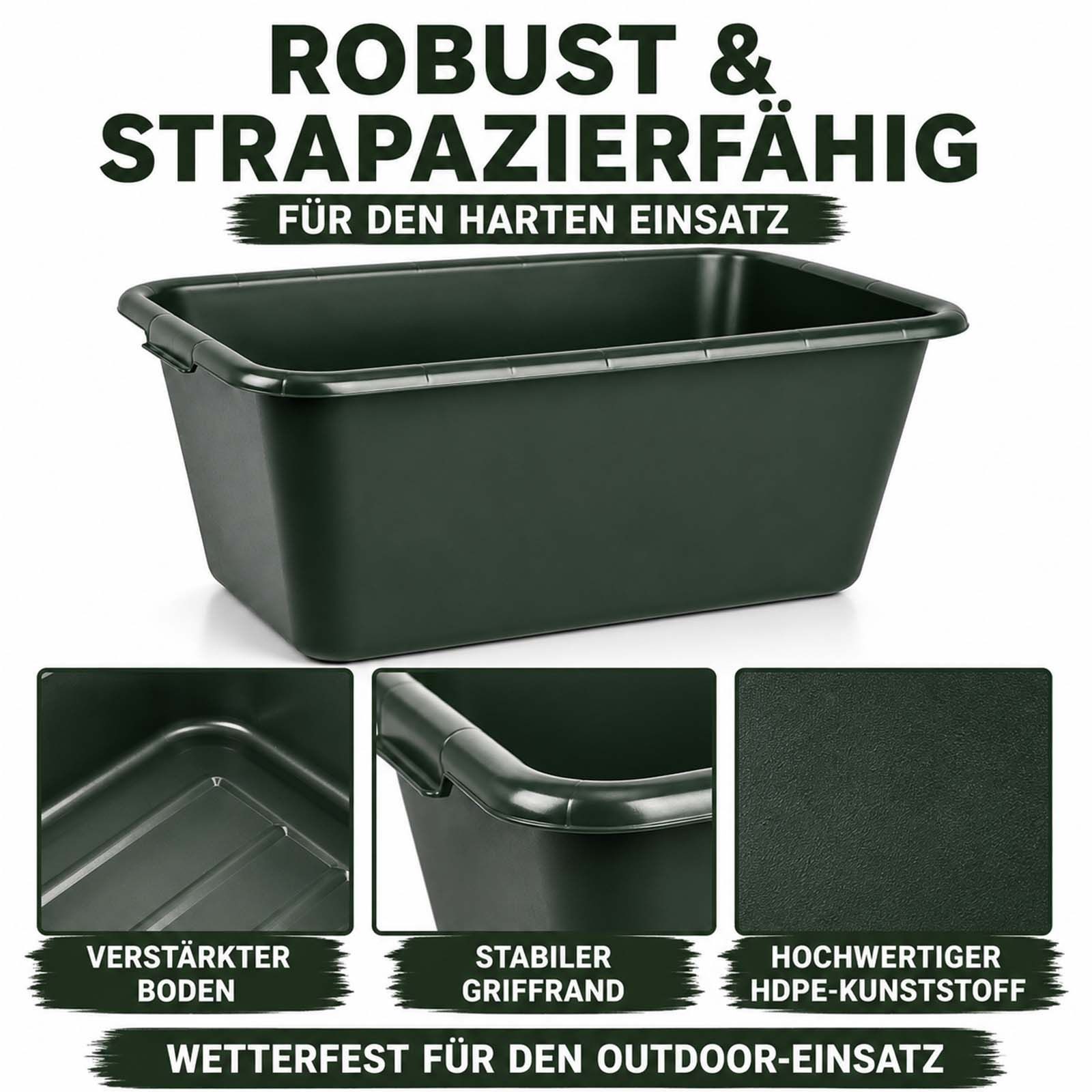 BURI Baueimer Jagdwanne Wildwanne 90/65/40 Liter Wanne XXL eckig HDPE Kunststoff