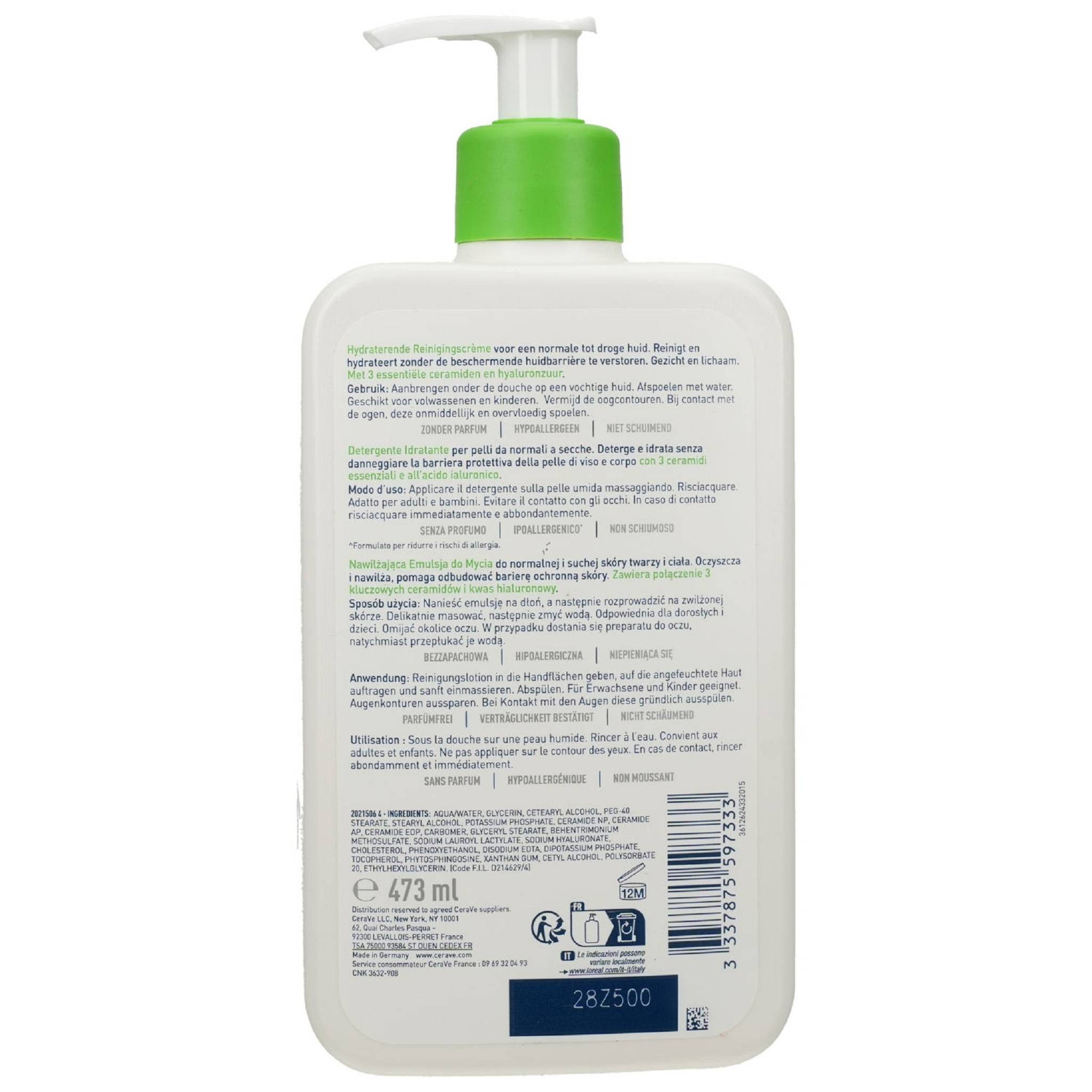 CeraVe Gesichtsreinigungsgel feuchtigkeitsspendende Reinigungslotion 473ml PZN 14017493 – Bild 2 von 2