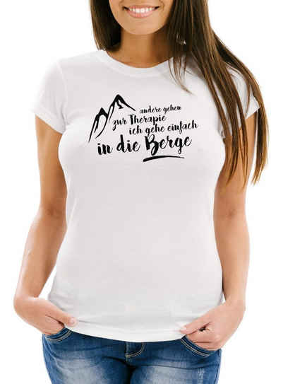 MoonWorks Print-Shirt Damen T-Shirt Wandern andere gehen zur Therapie, ich gehe einfach in die Berge Slim Fit Moonworks® mit Print