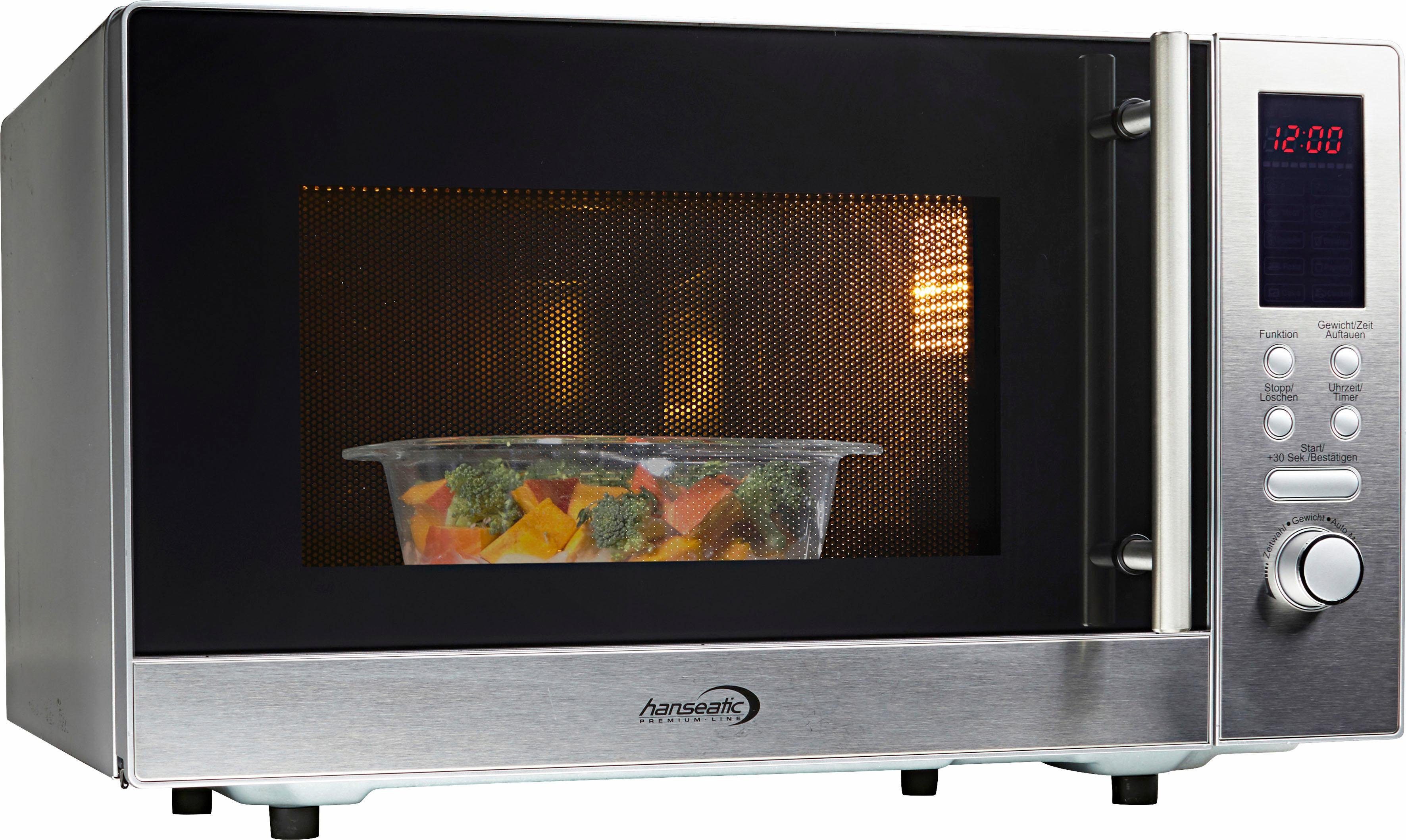 Hanseatic Mikrowelle AS823EBB-P, Grill und Heißluft, 23 l, 3-in-1 Gerät, 10 Automatikprogramme