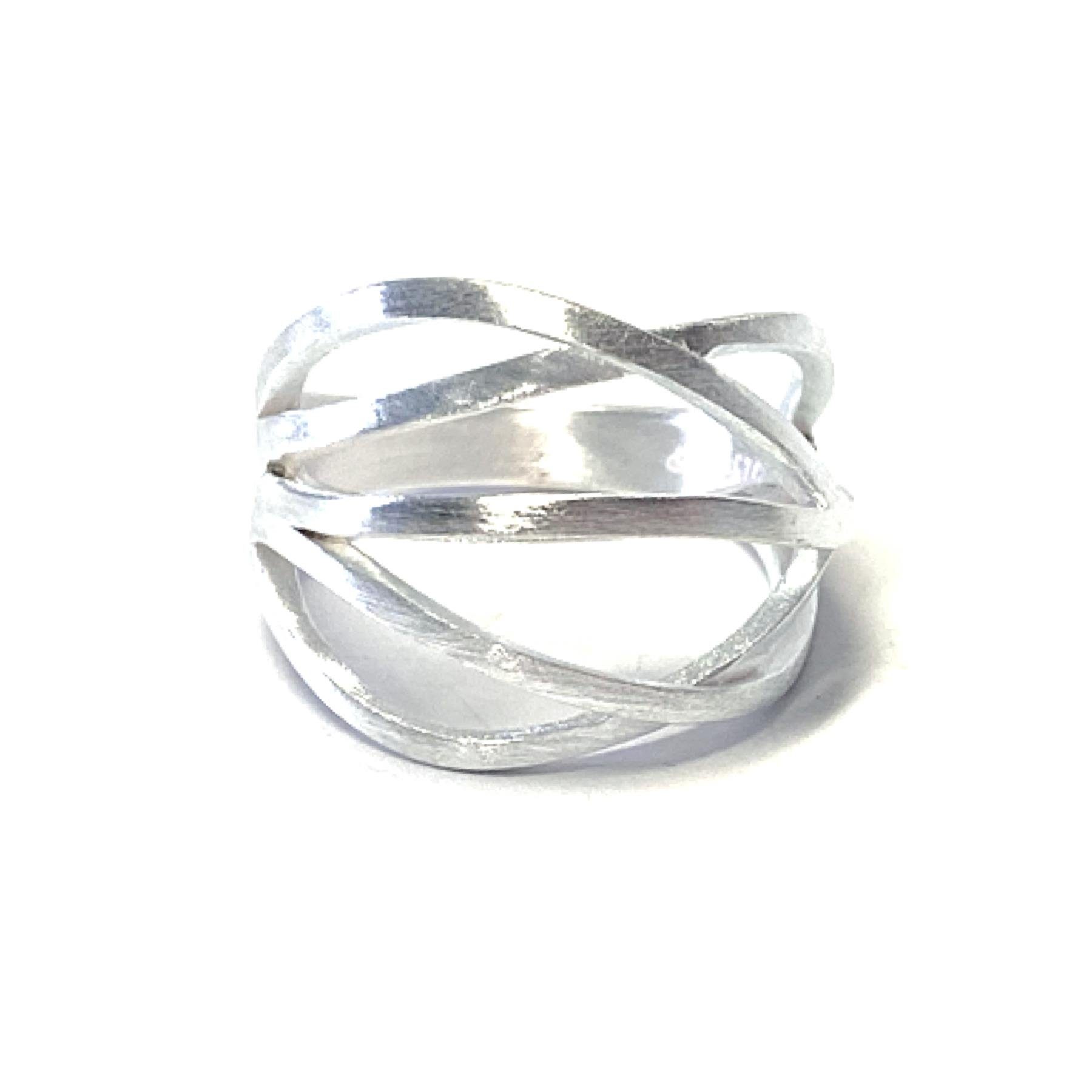 Edelschmiede925 Silberring Ring 925 Silber matt Bandring gewicklt modern  durchbrochen #60