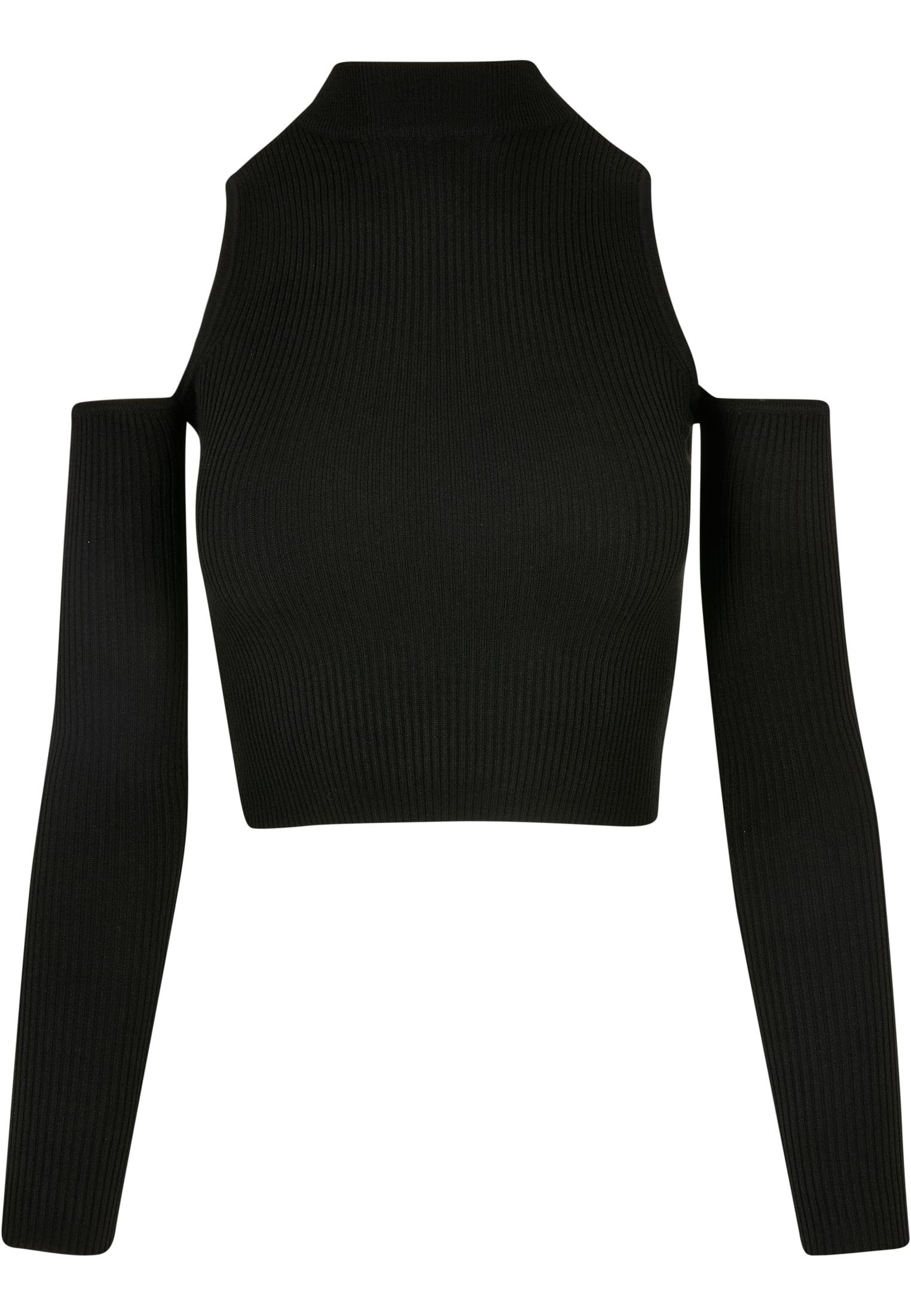 (1-tlg) Ladies Rib black Cut Out Longsleeve URBAN Sleeve Sweater Damen CLASSICS Knit