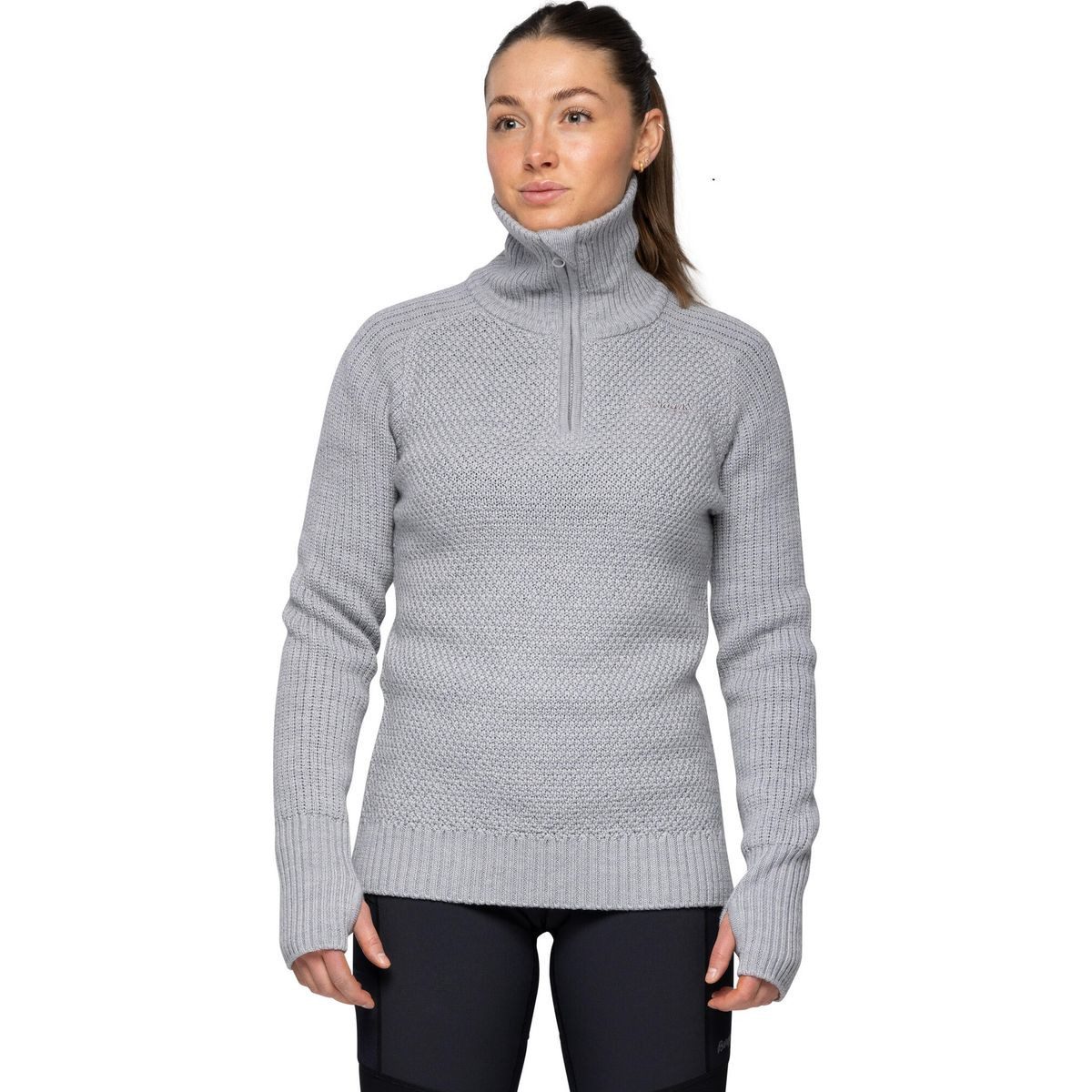 Bergans Fleecejacke Ulriken Jumper Women Vielseitiger Damenpullover aus 100 % Merinowolle mit hohem Kragen und