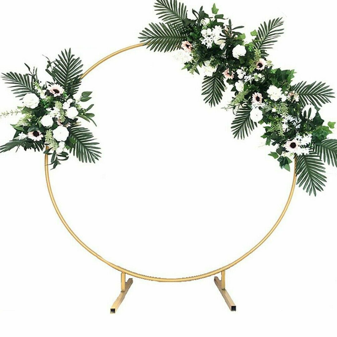 Luckice Fensterdekoration 2m runder Ballonbogen mit Blumenmuster, goldener Ständer, Hochzeitsdeko, Indoor/Outdoor – Bild 2 von 5