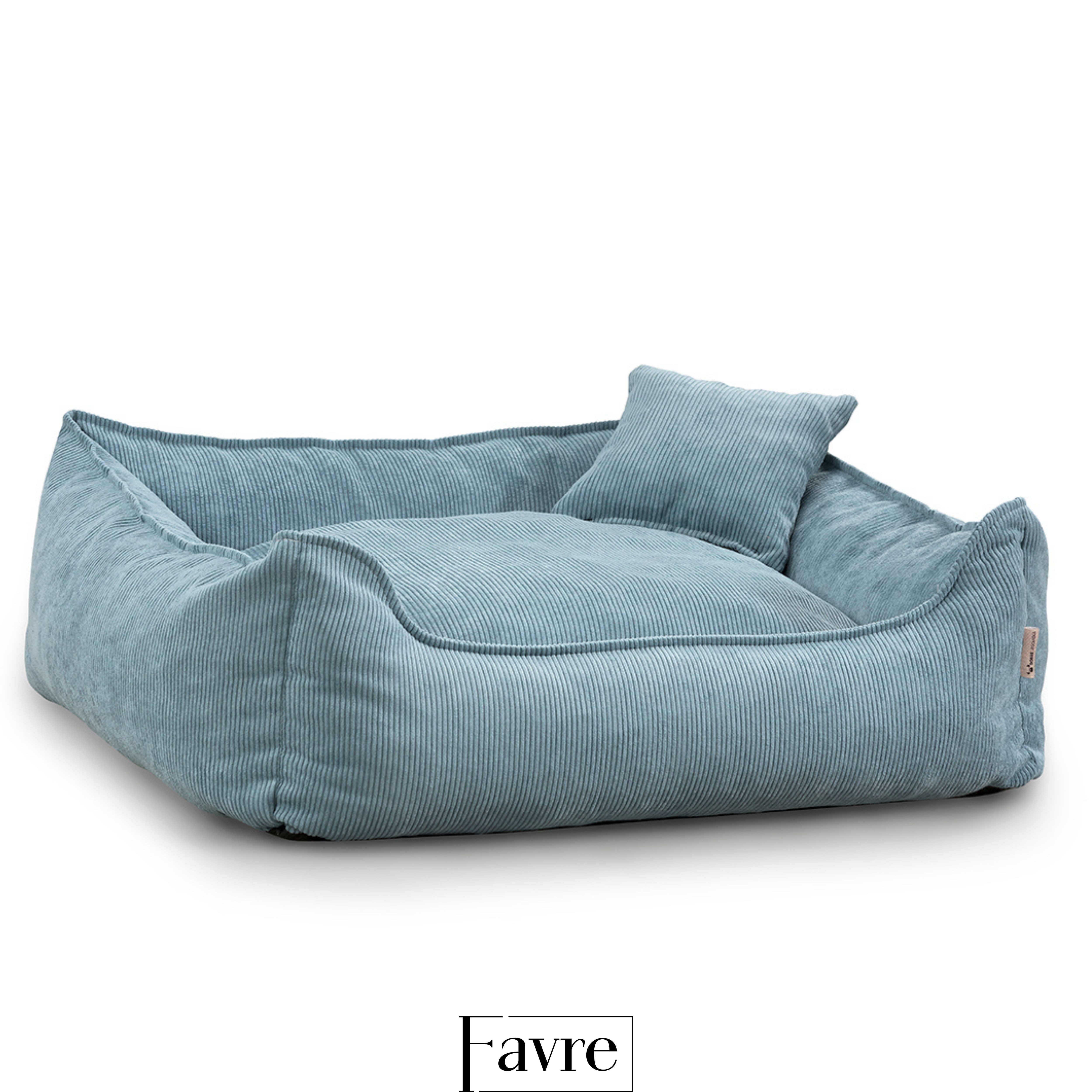 FAVRE Tierbett Hundebett Lucky mit abnehmbarem, waschbarem Cord-Bezug, 100% Polyester, verschiedene Größen, Gratis Kopfkissen