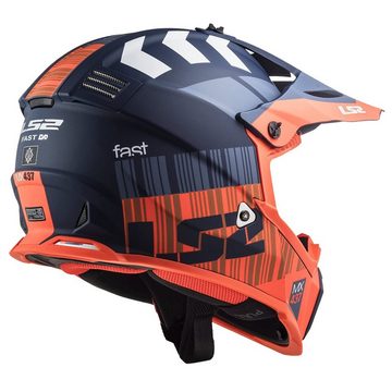 LS2 Motocrosshelm LS2 MX437 Fast Evo Xcode Neon Orange-Blau Matt
