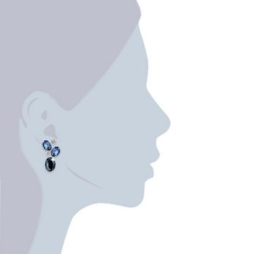 Lulu & Jane Paar Ohrhänger Ohrhänger Glaskristall weiß Kunststoff hellblau dunkelblau