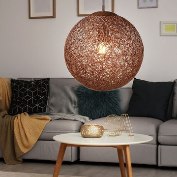 etc-shop Kugelleuchte, Leuchtmittel nicht inklusive, Hängelampe Korbgeflecht Lampe Rattan hängend Pendellechte Kugel