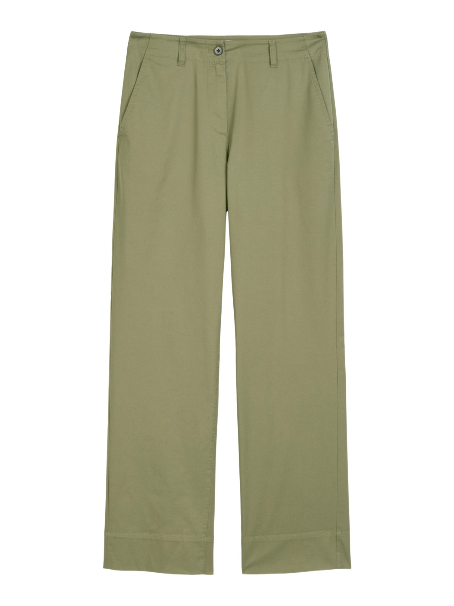 Marc O'Polo Stretch-Hose grün, Casual, Baumwolle, Unifarben, Wide Leg, Mittel