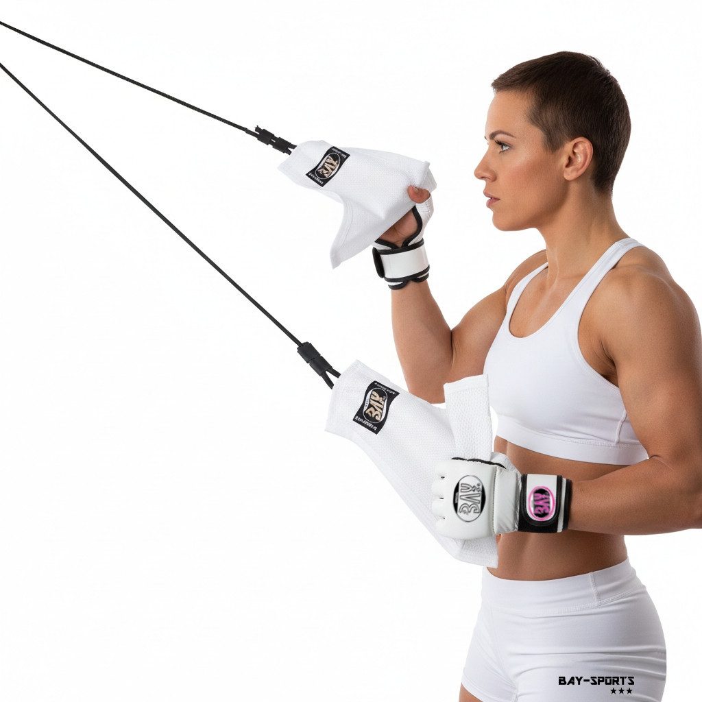 BAY-Sports Expander Uchi Komi WEISS Elastikband Grifftraining Zugseil Anzugstoff Judo MMA, Griffkraft Training Judo MMA Krav Maga Ju Jutsu Jiu Jitsu Grappling
