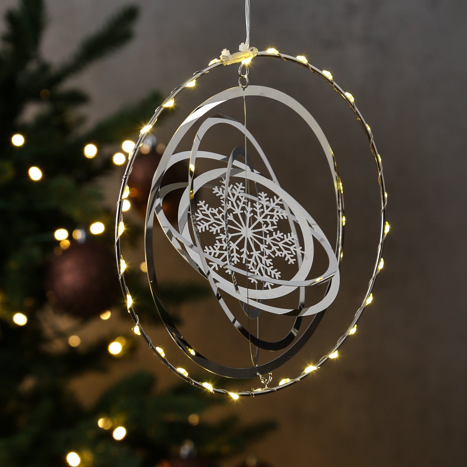 MARELIDA LED Dekoobjekt LED Kreis mit Schneeflocke 3D Dekohänger Weihnachte günstig online kaufen