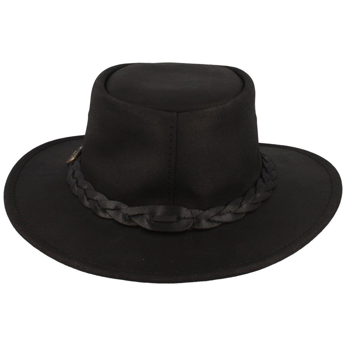 Scippis Trilby Cowboyhut Rindsleder, Hutband, UV-Schutz geflochtenes Bushman 50+ aus