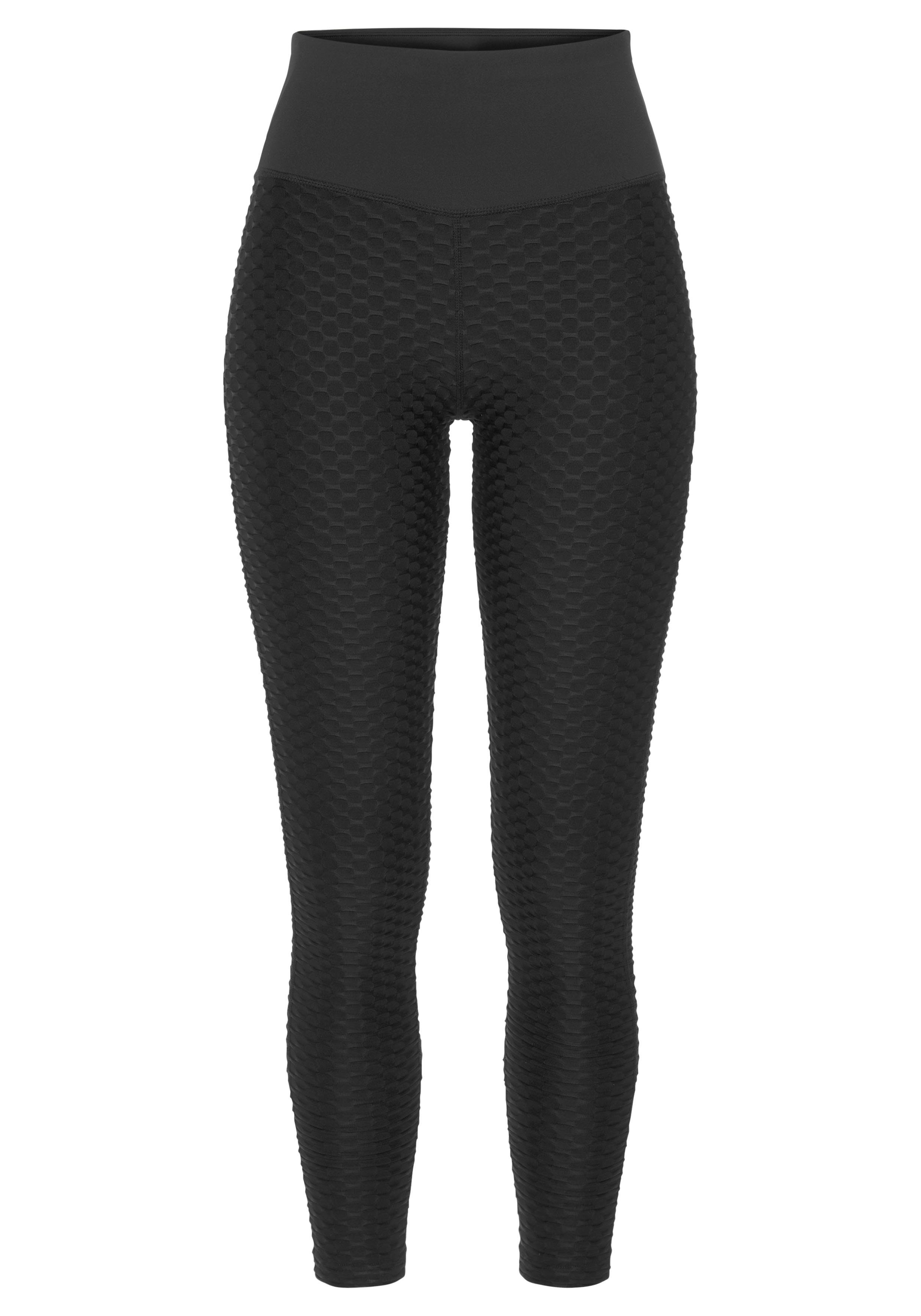 schwarz Funktionsleggings mit und Mesheinsatz vivance Wabendesign -Sportleggings active