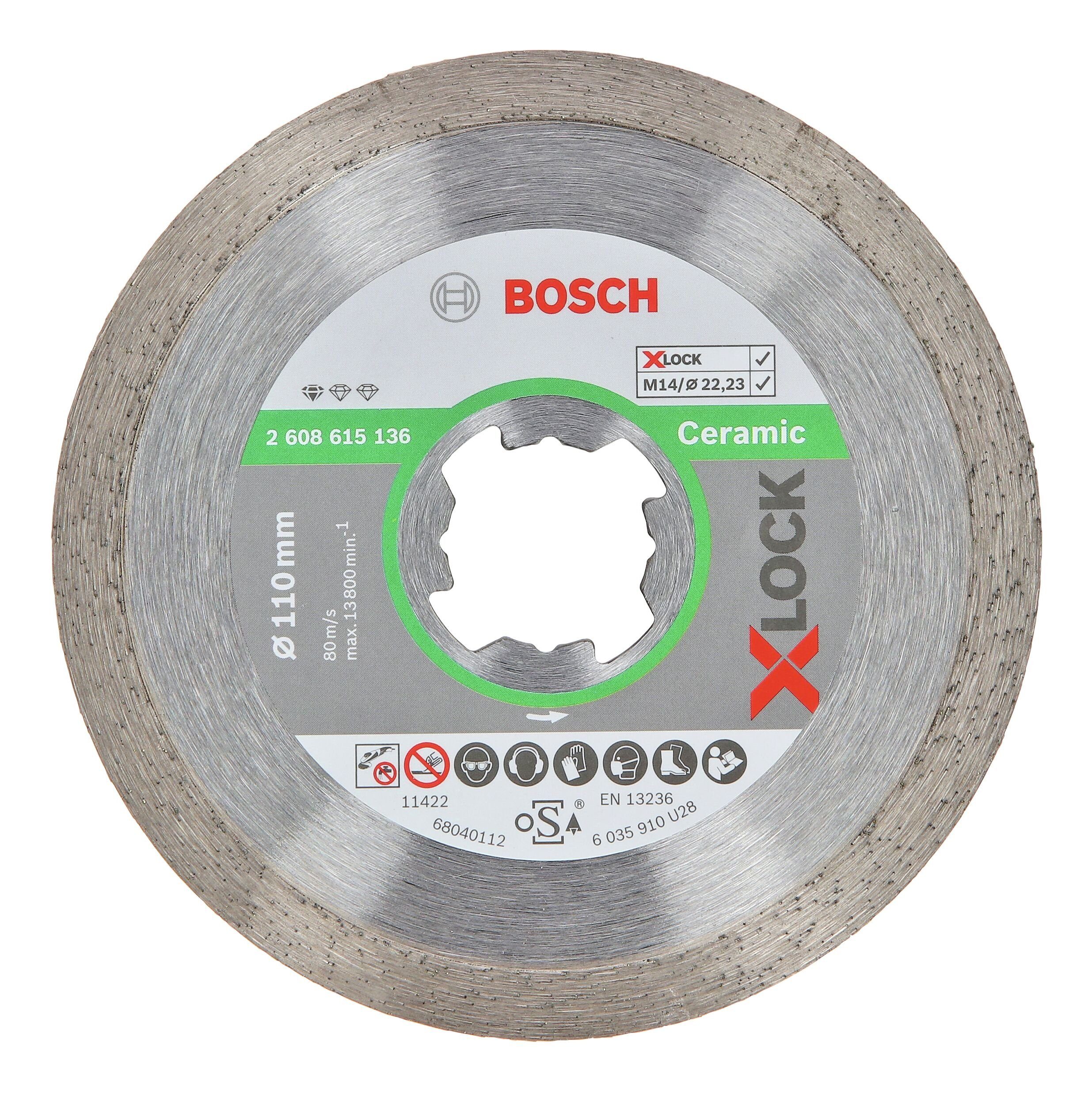 BOSCH Trennscheibe, Ø 110 mm, Standard for Ceramic Diamanttrennscheibe X-LOCK - 110 x 22,23 x 1,6
