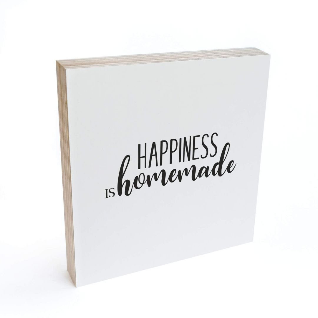 K&L Wall Art Holzbild Tischdeko Happiness is Homemade Spruch Wohnzimmer Deko, Fensterbank Schild modern, Wohnzimmer Holzschilder zum Aufstellen, Boho Deko aus Holz