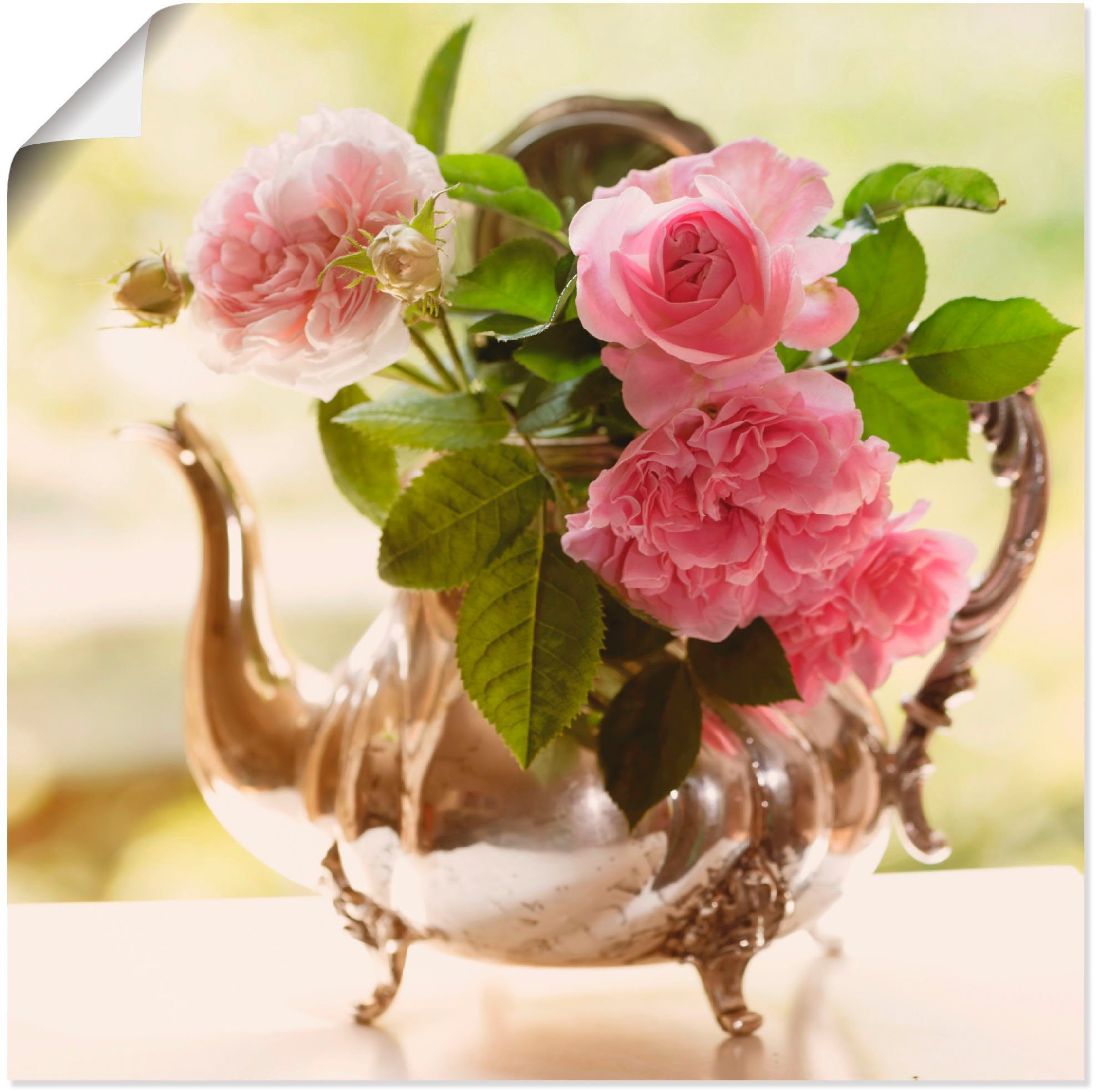 (1 Poster versch. Blumen Wandaufkleber Leinwandbild, Artland in Romance, Rosen St), Wandbild Größen oder als