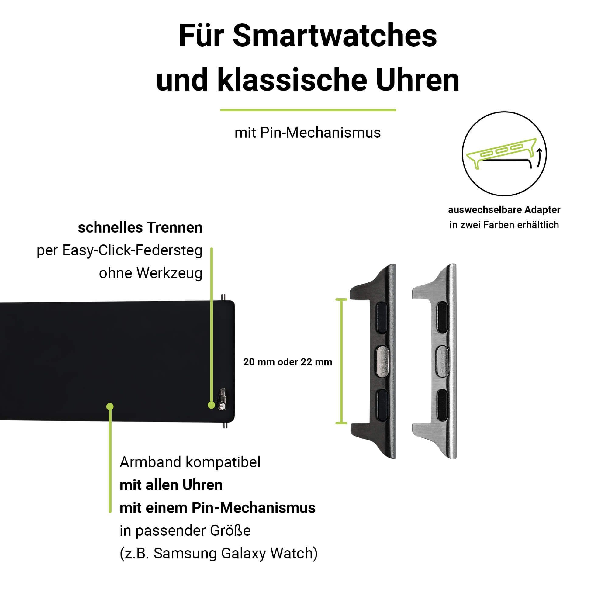 / Ultra (44mm), Schwarz, Silikon 9-7 & Apple Artwizz WatchBand (49mm), 3-1 6-4 Silicone, (42mm) Smartwatch-Armband Adapter, 2 SE Armband mit Watch (45mm),