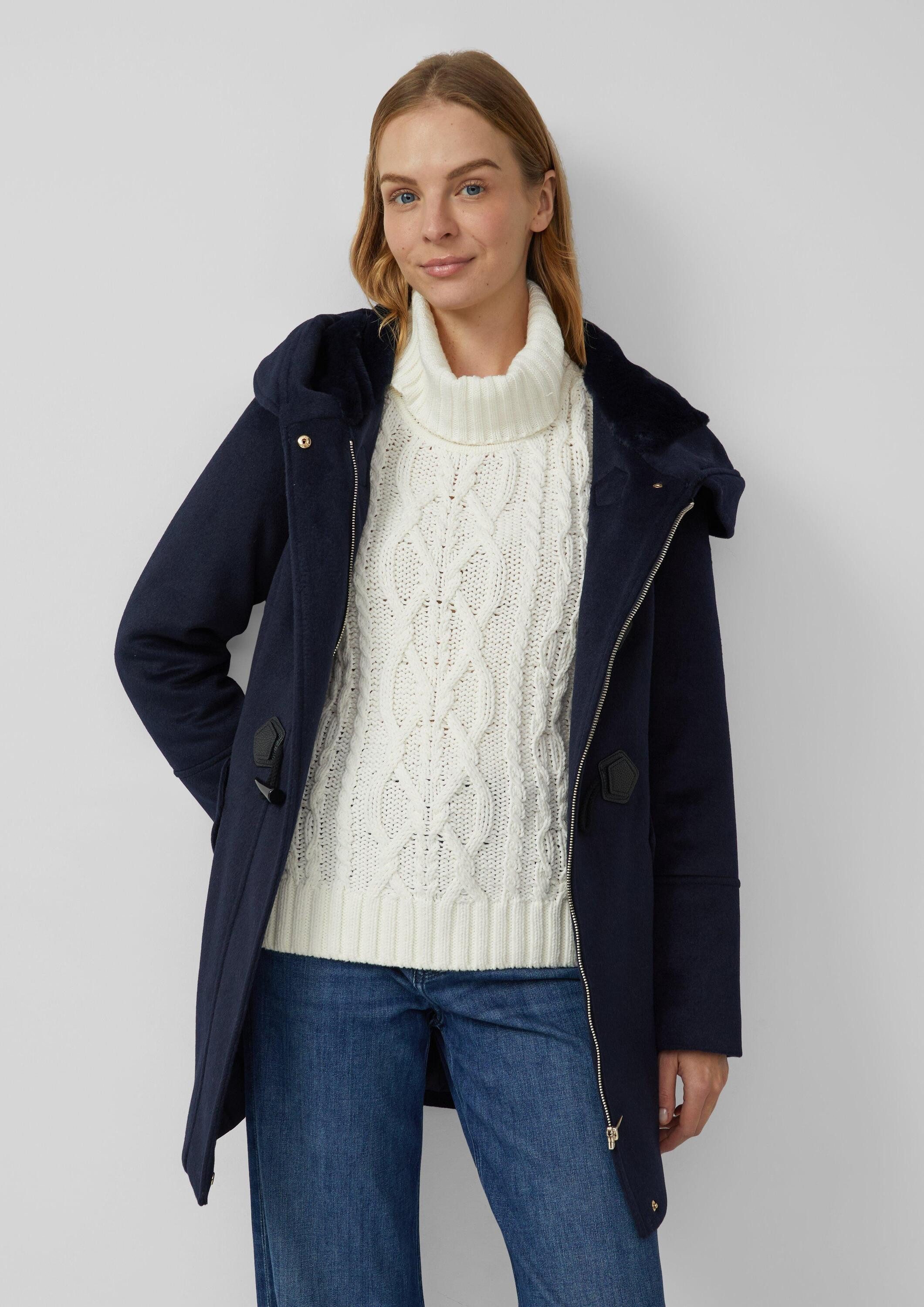s.Oliver Wintermantel Outdoor-Mantel Taillierter Dufflecoat aus Wollmix