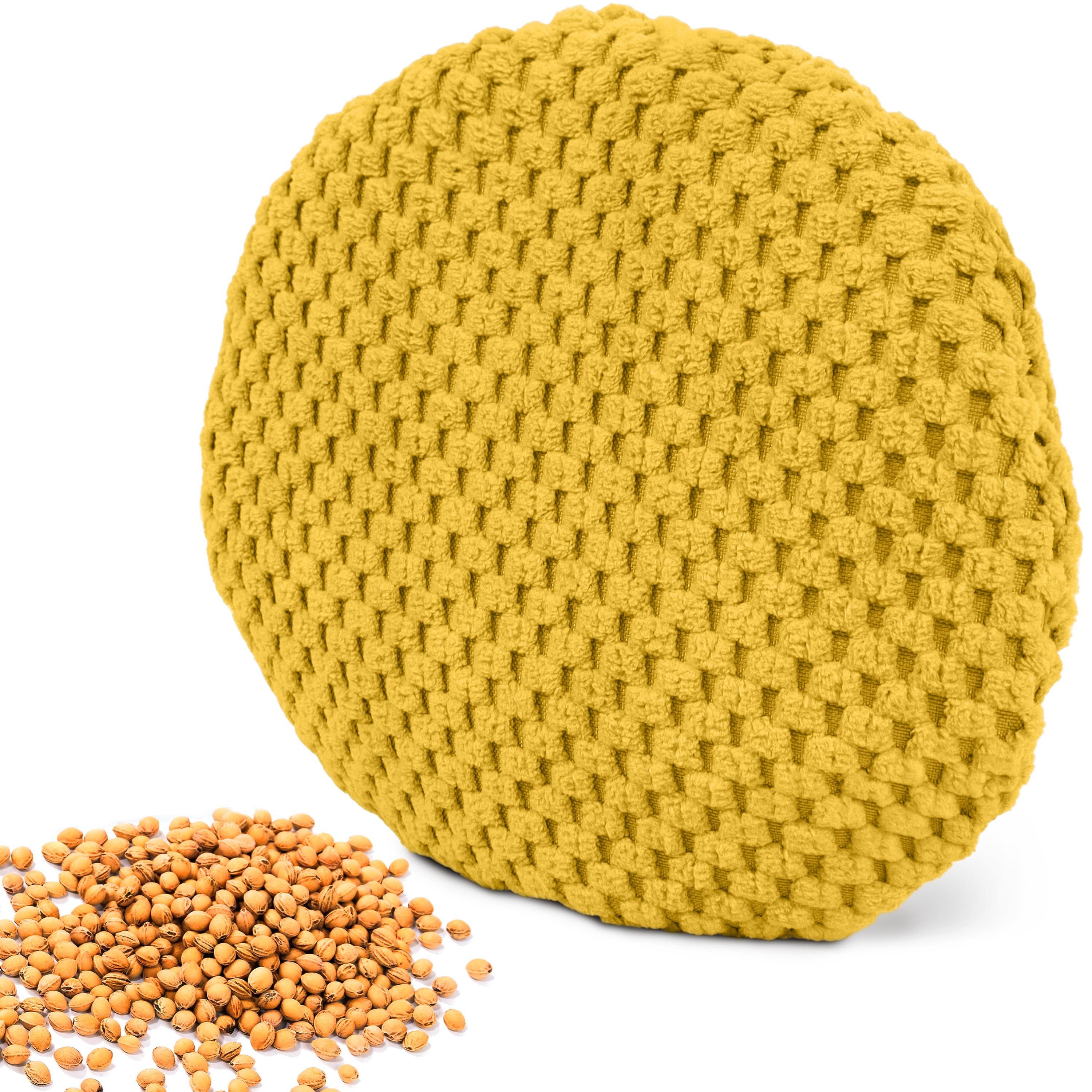 Amilian Kirschkernkissen rund Ø16 cm - Wärmekissen Mikrowelle & Kältekissen - Körnerkissen, Mikrowellenkissen, für Nacken, Schulter, Bauch, Hände, punktuelle Wärme - mikrowellengeeignet