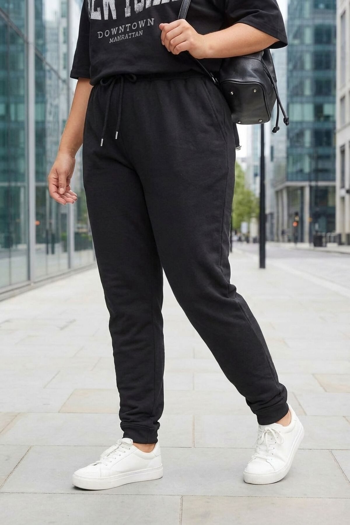 Stil Diva Sweatponcho Jogginghose in Übergröße mit elastischem Bund, Bündchen und Taschen