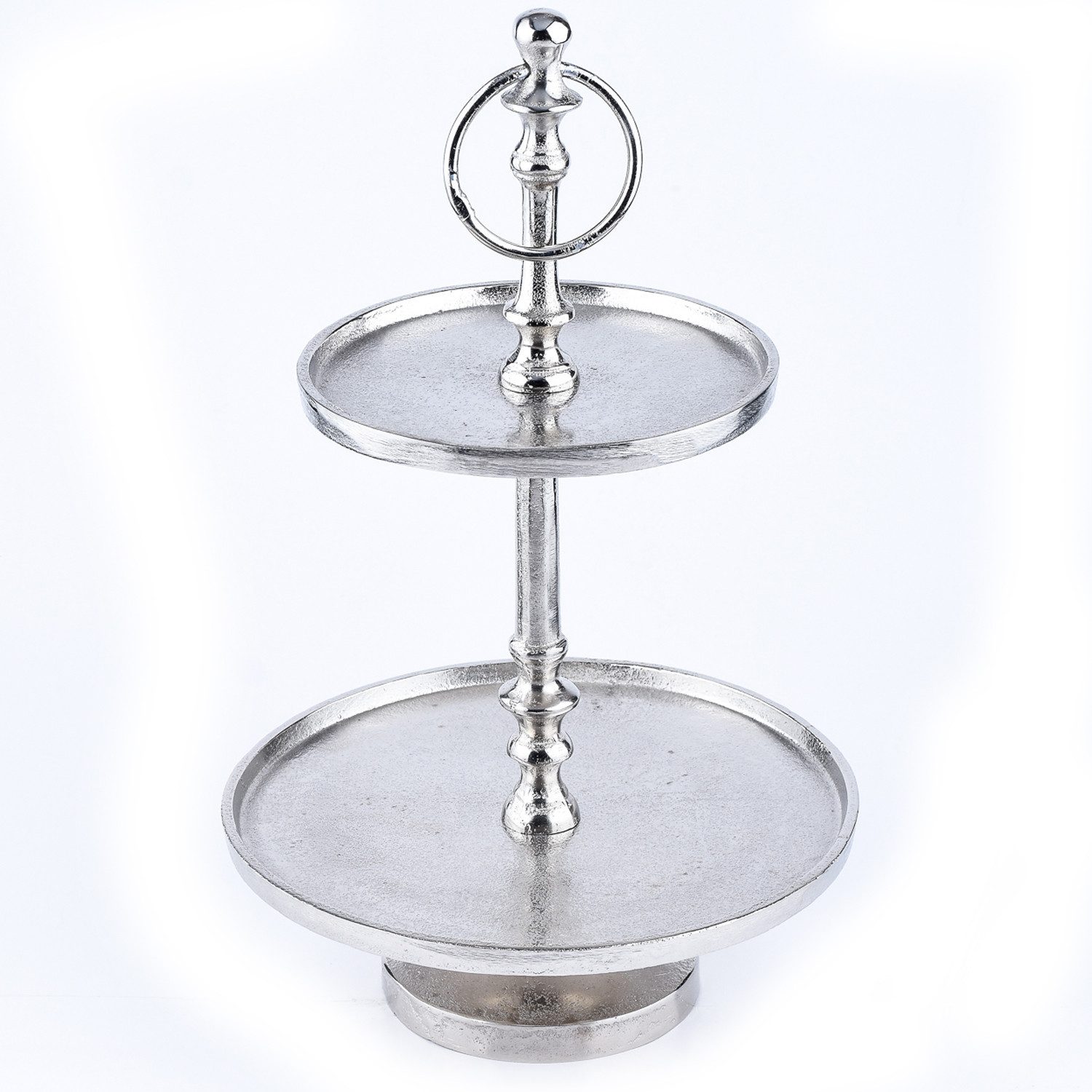 Marrakesch Orient & Mediterran Interior Dekotablett Moderne Etagere Annika handgefertigt aus Aluminium in Silber 34 cm (1 St), Handarbeit