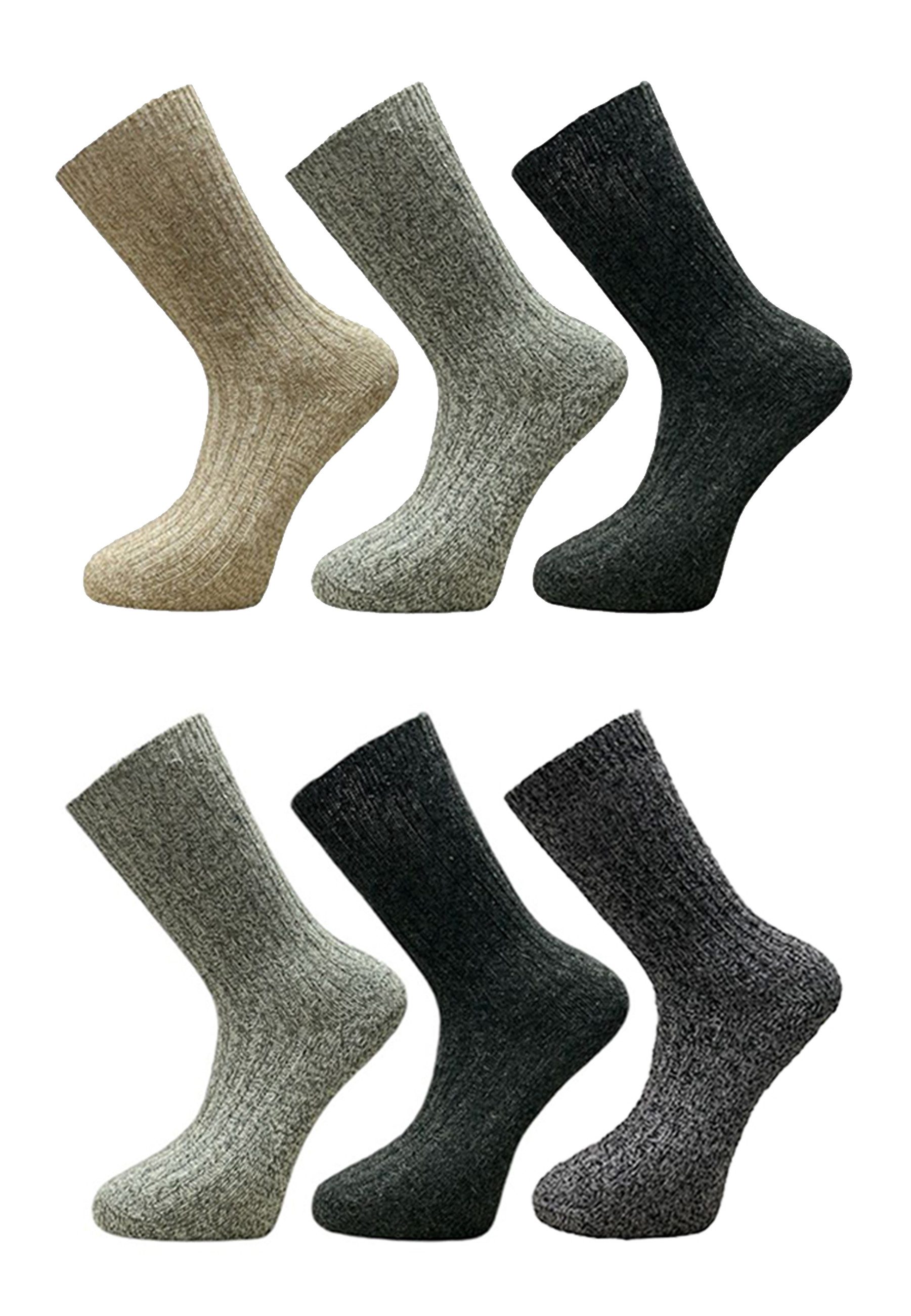 Yuhu Socken Alpaka Winter Socken Herren 6er Pack im Norweger-Stil (6-Paar)