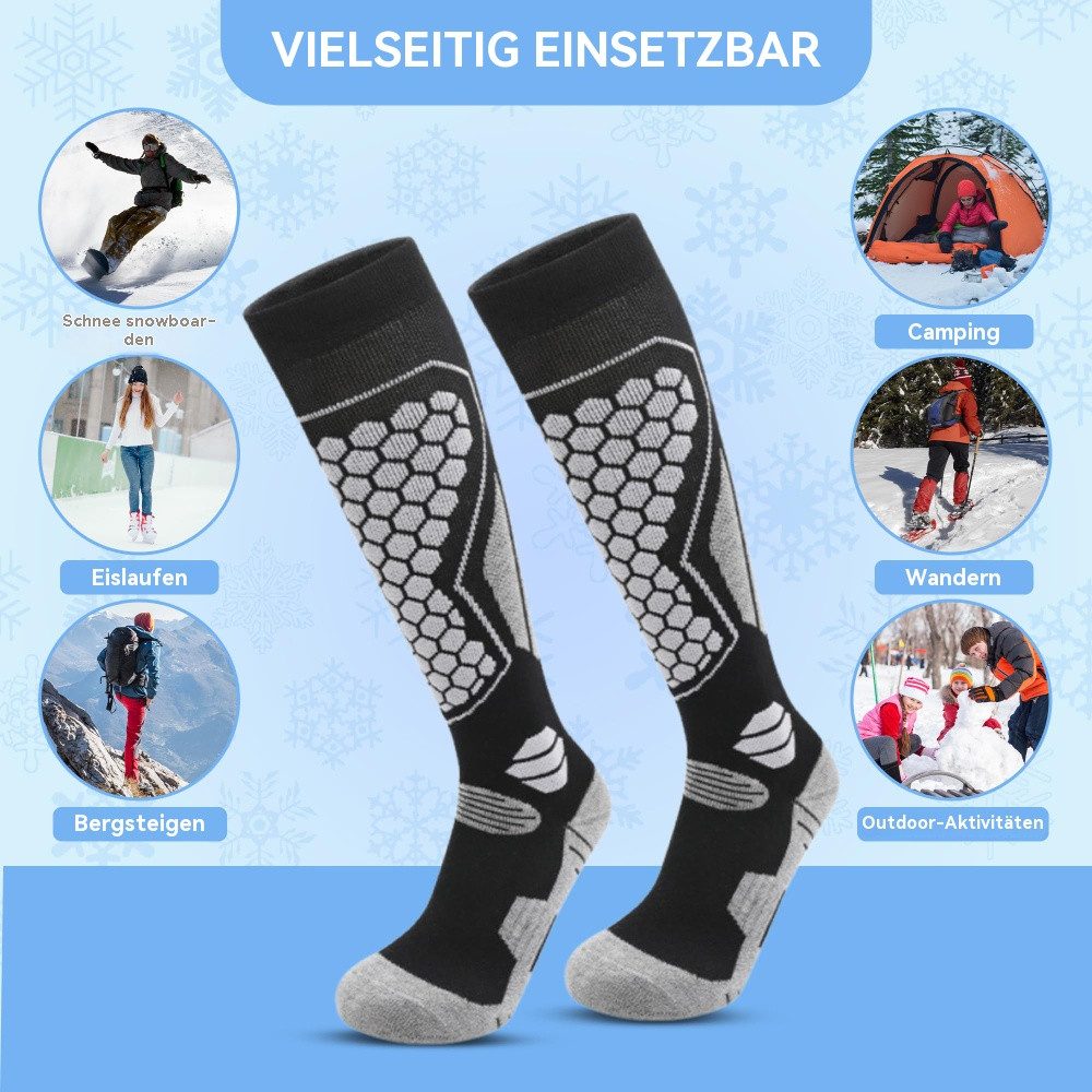Blusmart Skisocken Rutschfeste Wandersocken für Männer und Frauen (Weich und atmungsaktiv, 1-Paar, Schutz für Fußgewölbe und Achillessehne) Für kaltes Wetter, warme Socken