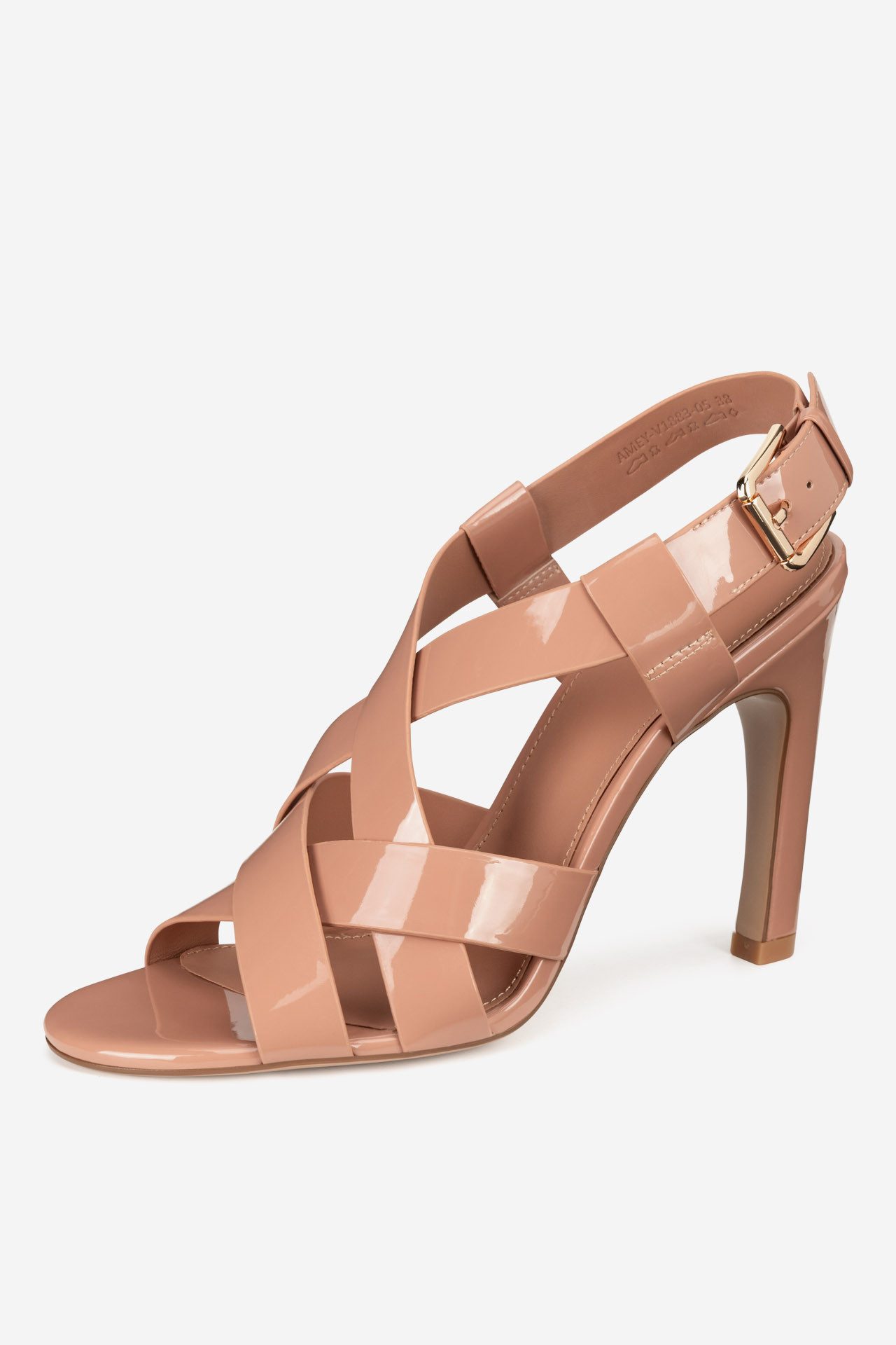 GINO ROSSI Gino Rossi AMEY‑V1883‑05 – Damen-Sandaletten aus Lackleder Beige Sandale Lackleder, elegant, hoher Absatz