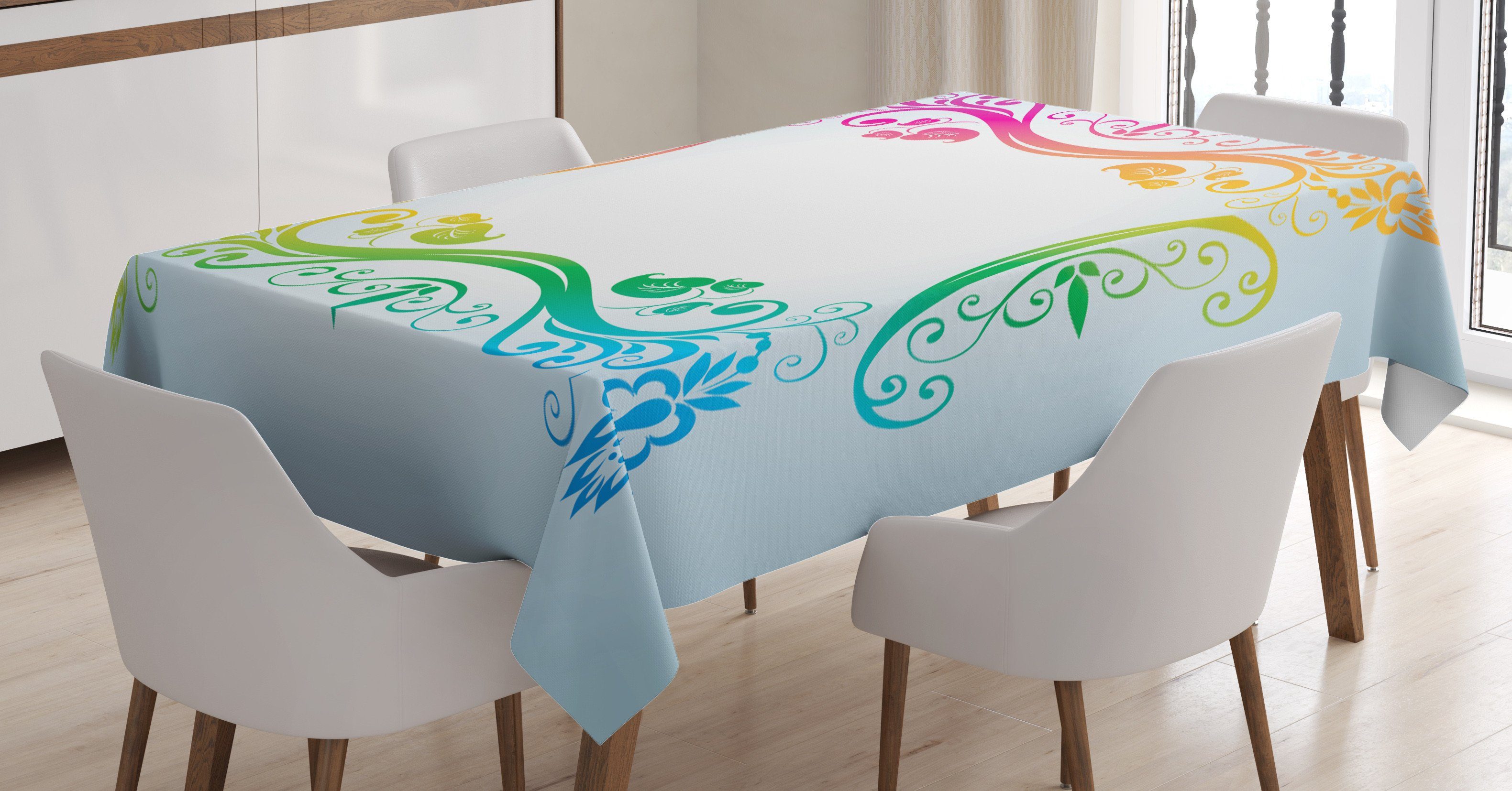 Abakuhaus Tischdecke Farbfest Waschbar Für den Außen Bereich geeignet Klare Farben, Jahrgang Rainbow Victorian Motiv