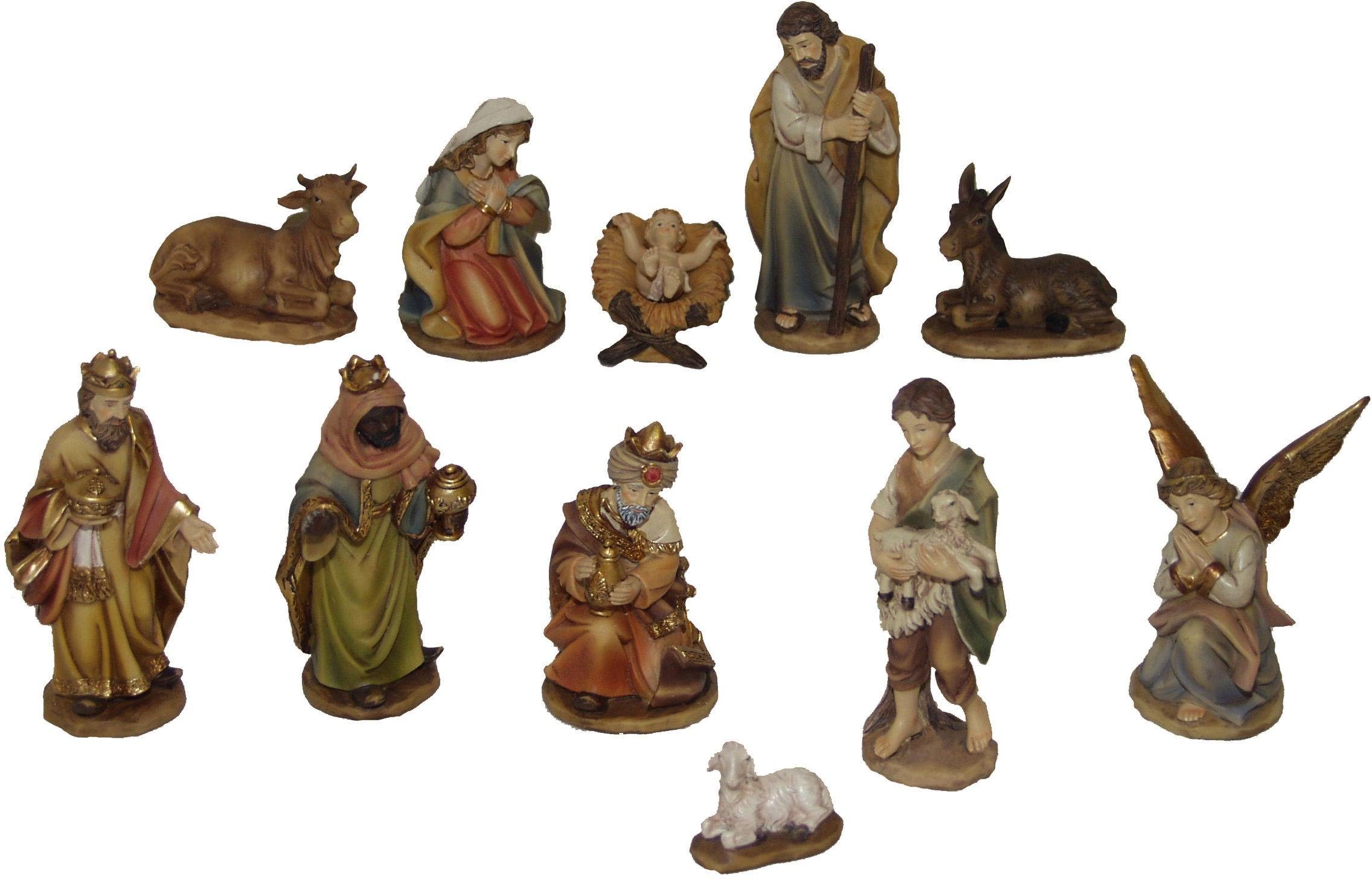 Krippenfiguren Set 11 teilig Weihnachten Kindergesicht Krippe Figur Maria Josef