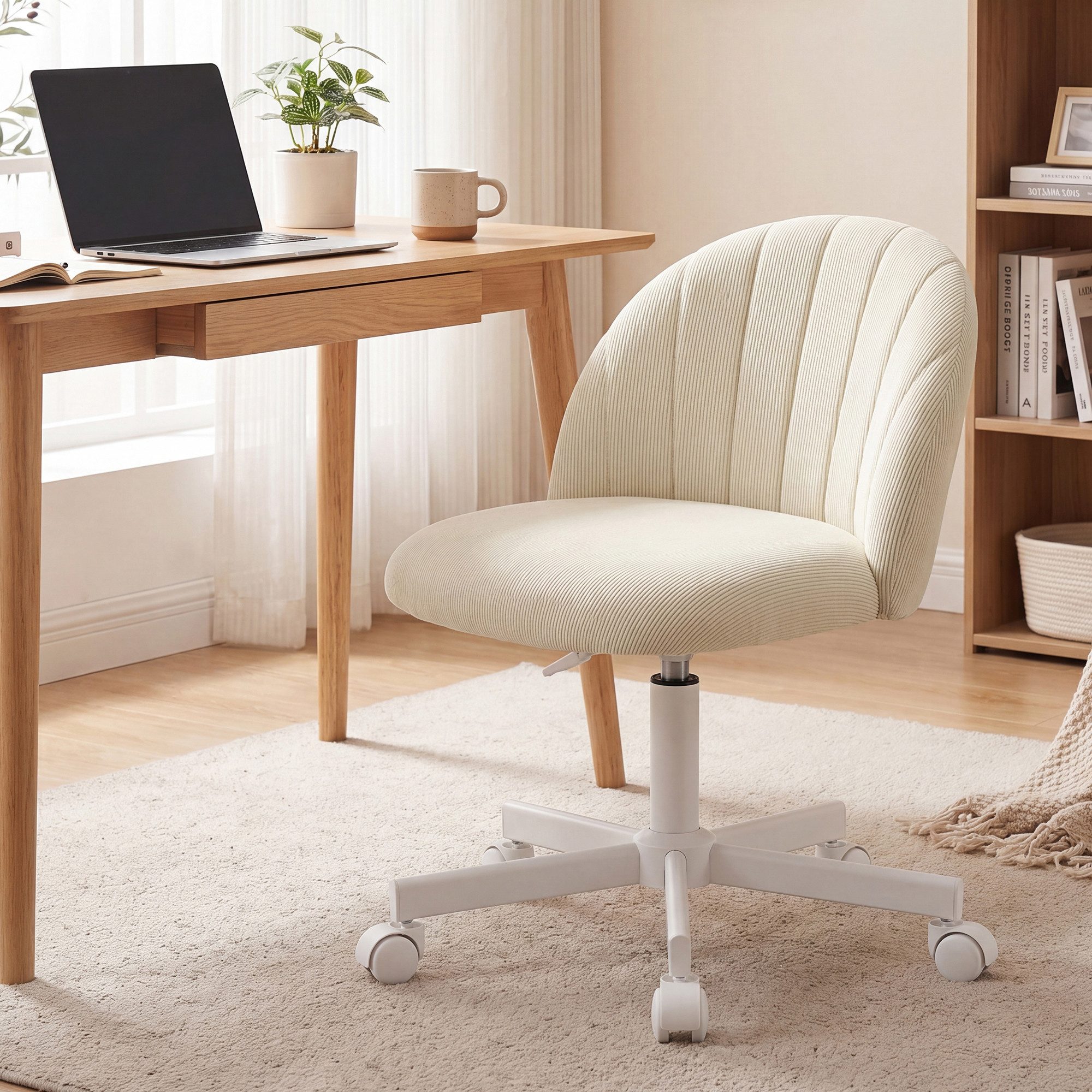 SONGMICS Bürostuhl Schminkstuhl, Schreibtischstuhl, Schaumstoffpolsterung, höhenverstellbar
