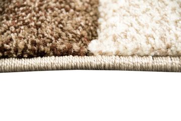 Teppich Designer Teppich Moderner Teppich Wohnzimmer Teppich Kurzflor Teppich mit Konturenschnitt Karo Muster Braun Grau Cream Taupe, Teppich-Traum, rechteckig, Höhe: 13 mm