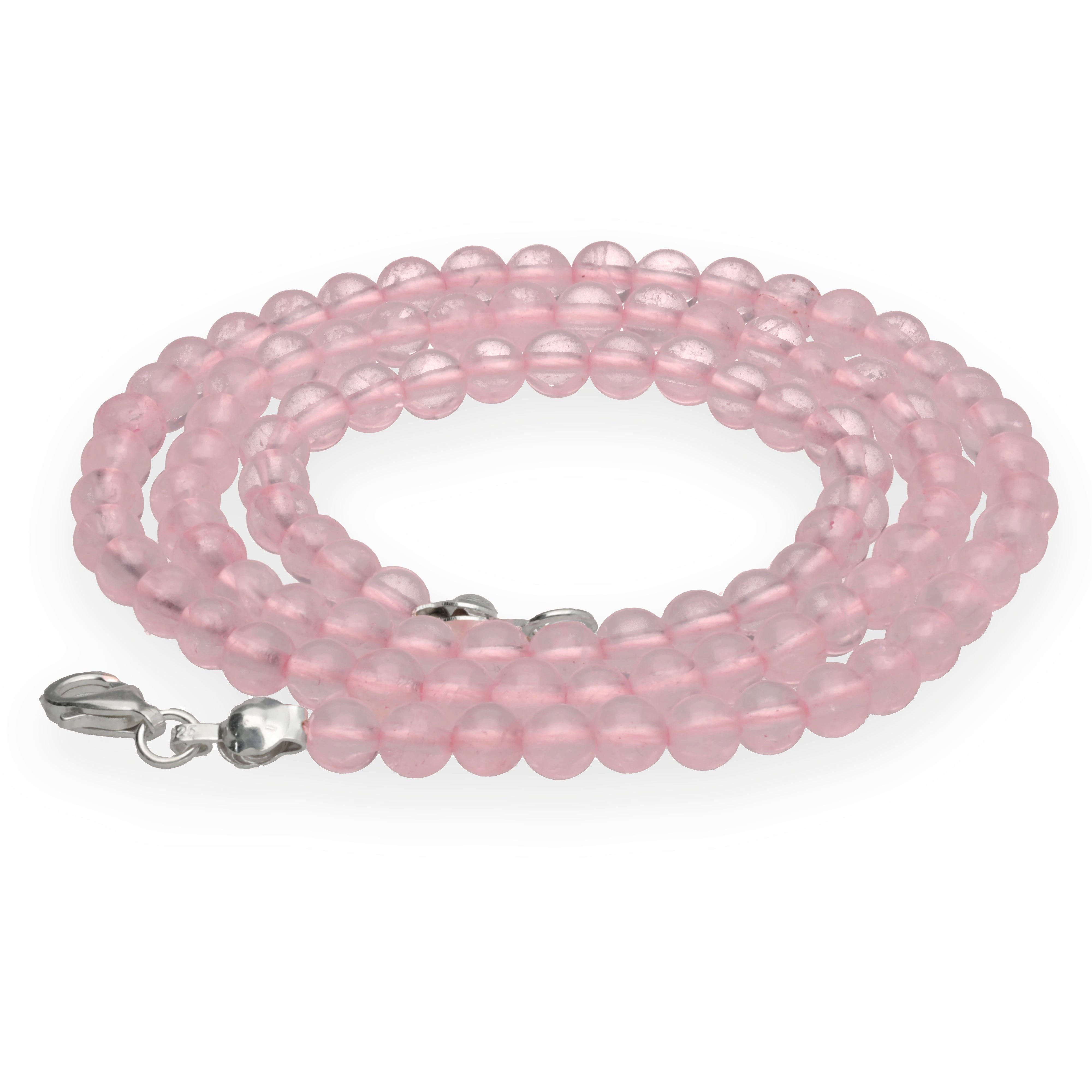 Kette ohne Anhänger Edelstein Kugelkette + 925 Silber Verschluss, Ø 4mm Kugeln 45cm lang