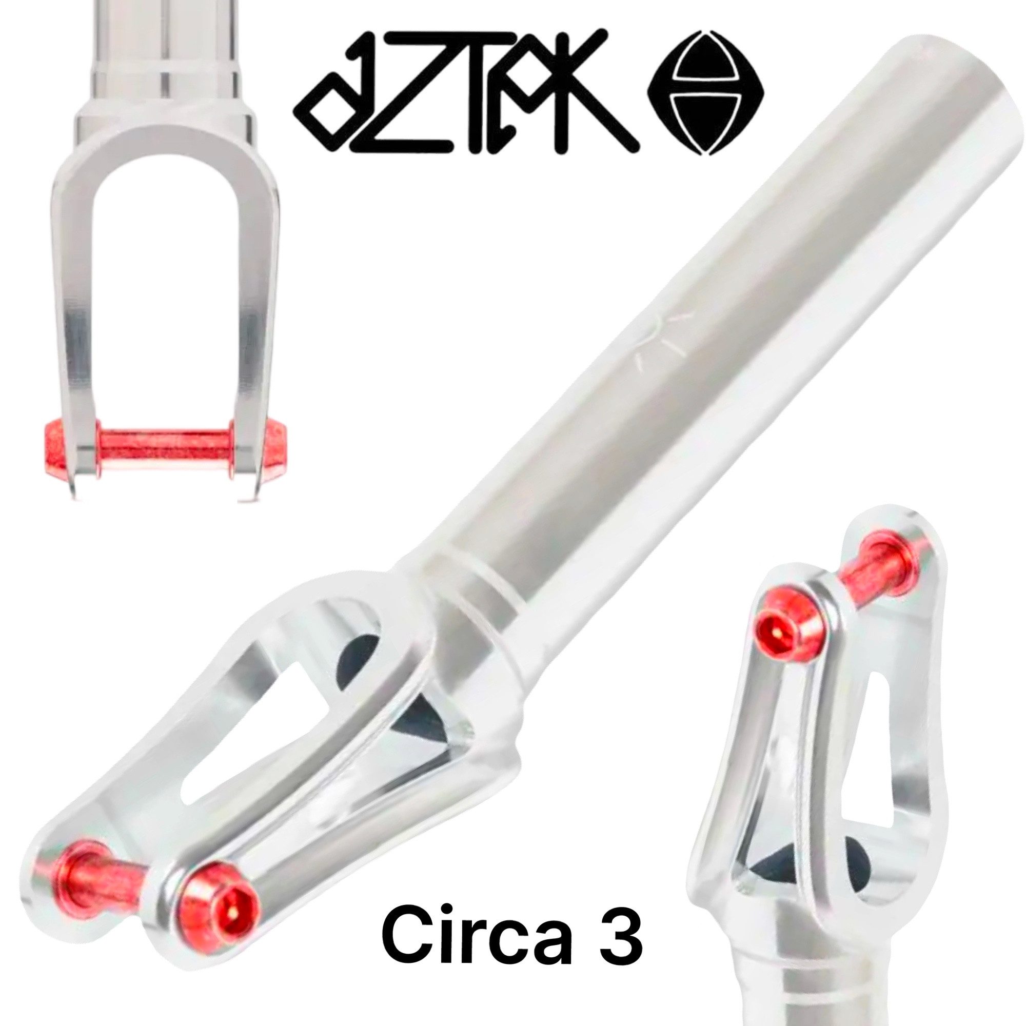 Stuntscooter Aztek Circa 3 Stunt-Scooter Gabel 157gr SCS Silber