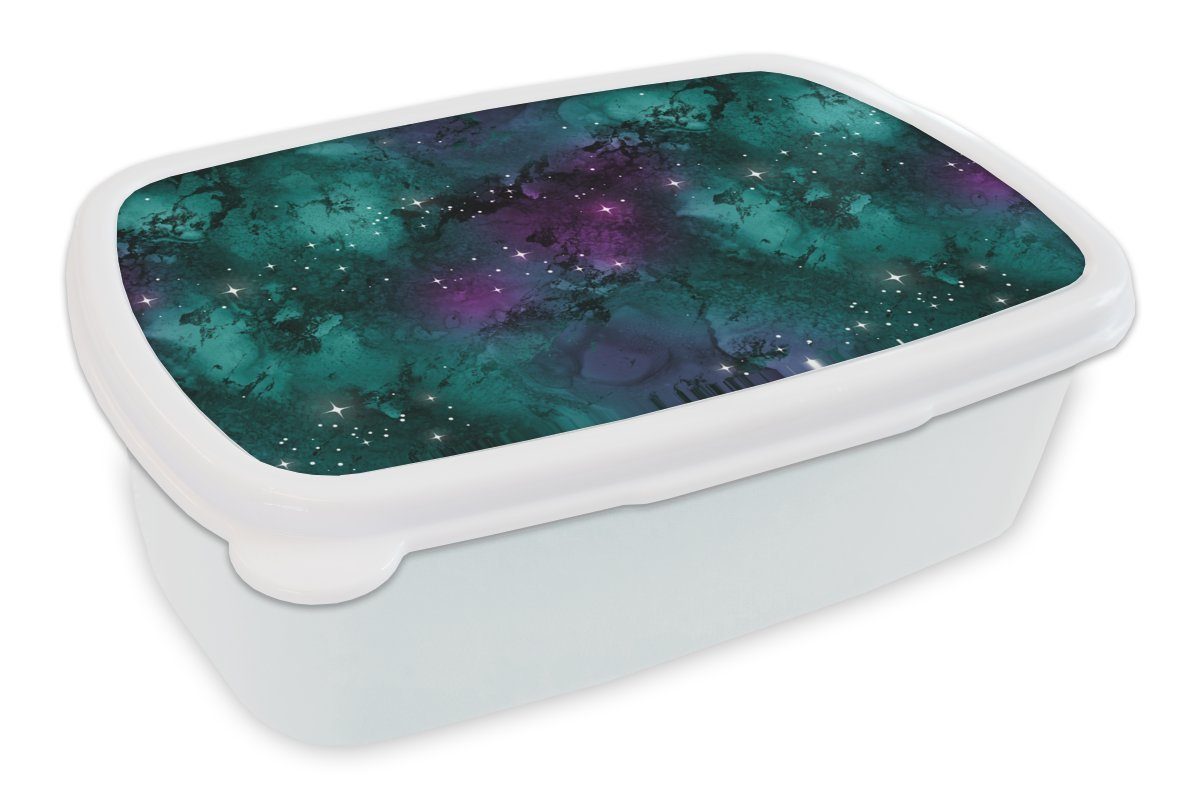 MuchoWow Lunchbox Raum - Marmor - Farbe - Muster, Kunststoff, (2-tlg), Brotbox für Kinder und Erwachsene, Brotdose, für Jungs und Mädchen weiß | Lunchboxen