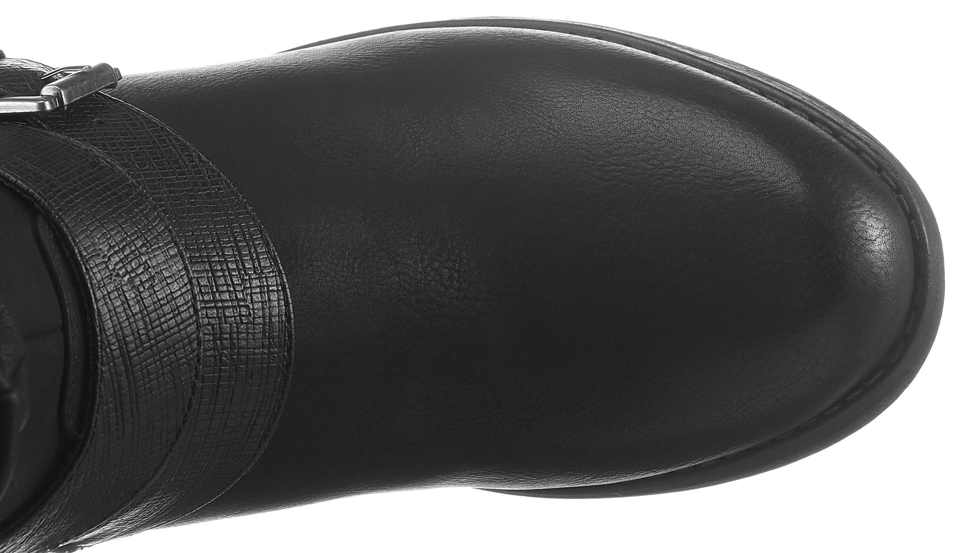 Rieker Winterstiefel, Boots, Warmfutter, Blockabsatz, mit auffälliger Schnalle