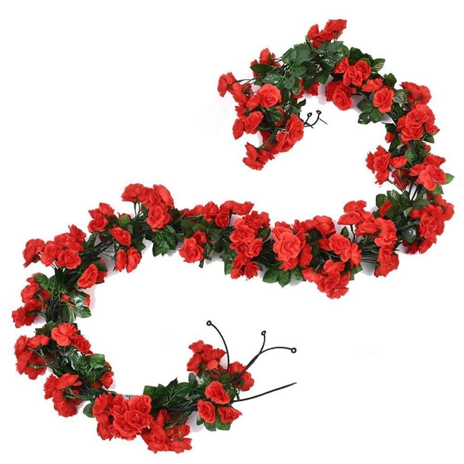 Kunstgirlande Künstliche Rosengirlande 1.8m Rot 2 Stk, LuxusKollektion, Höhe 10 cm
