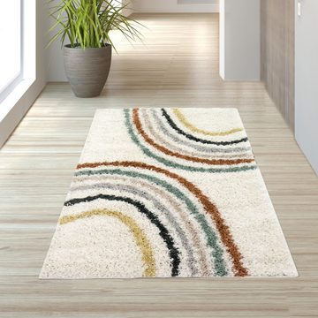 Teppich Hochflor Teppich mit Halbkreis Mustern, TeppichHome24, rechteckig, Höhe: 30 mm