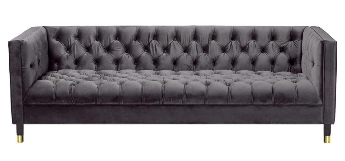 Chesterfield-Sofa Anthrazitfarbenes Sofa mit Knopfheftungen und Textilpolsterung