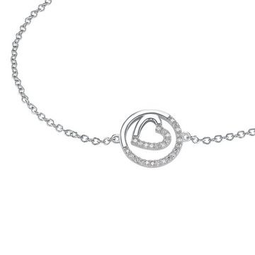 s.Oliver Silberarmband für Damen, 925 Sterling Silber, Zirkonia synth., Herz (Armband, 1-tlg)