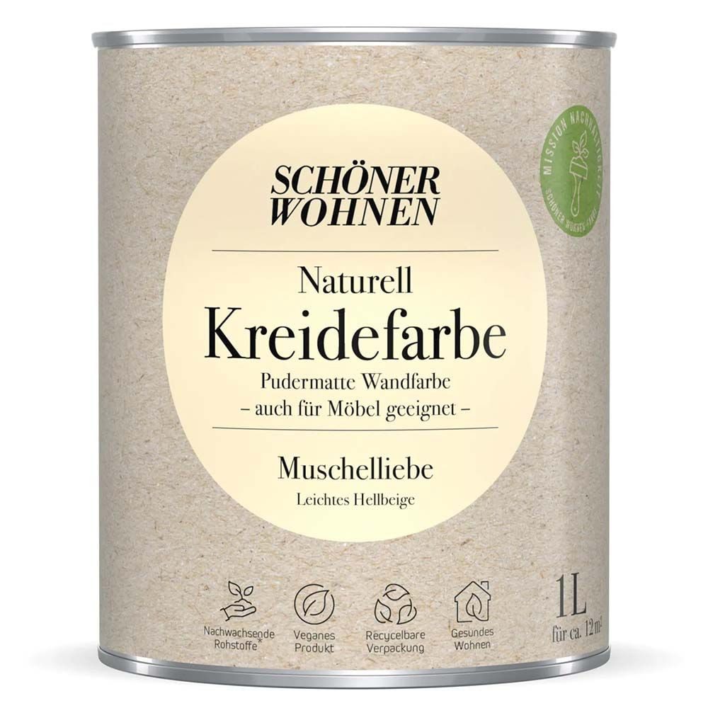 SCHÖNER WOHNEN FARBE Wandfarbe Schöner Wohen Naturell Kreidefarbe 1,0 Ltr. Muschelliebe