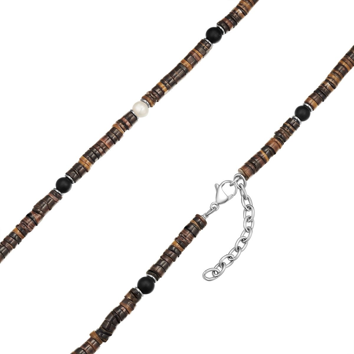 True Rebels Perlenkette braun, mit Achat