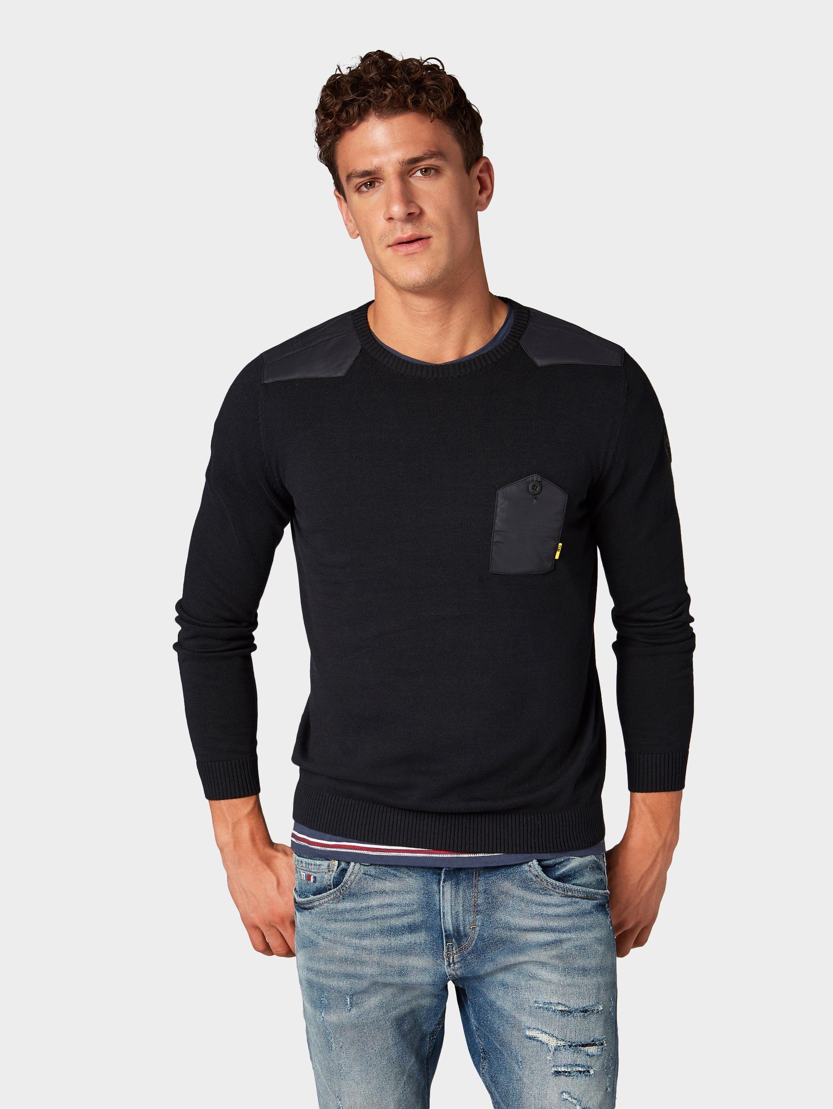 TOM TAILOR Herren Pullover Rundhals - Basic Strickpullover Aus Baumwolle Regular Fit