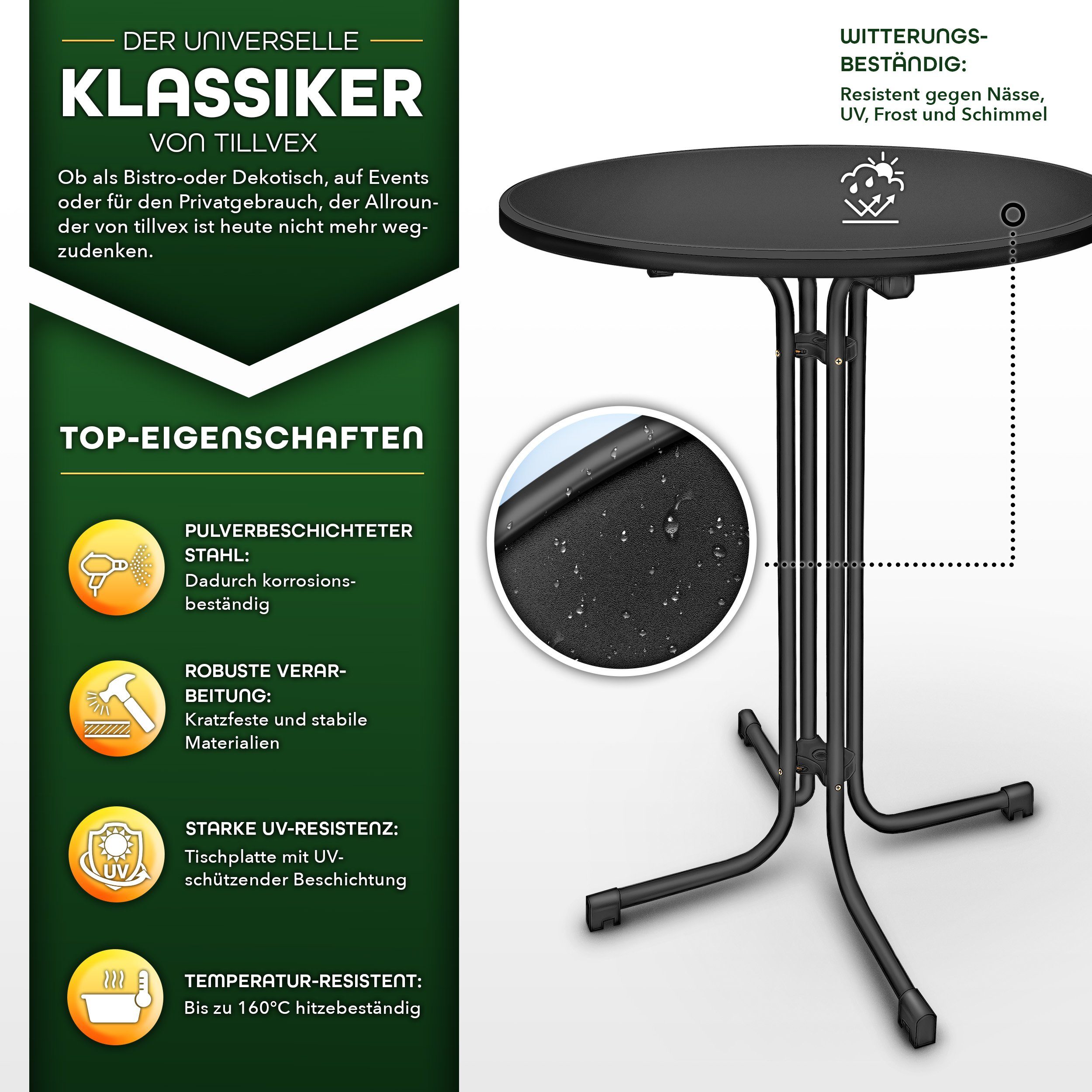 tillvex Stehtisch tillvex® Stehtisch klappbar Bistrotisch günstig online kaufen