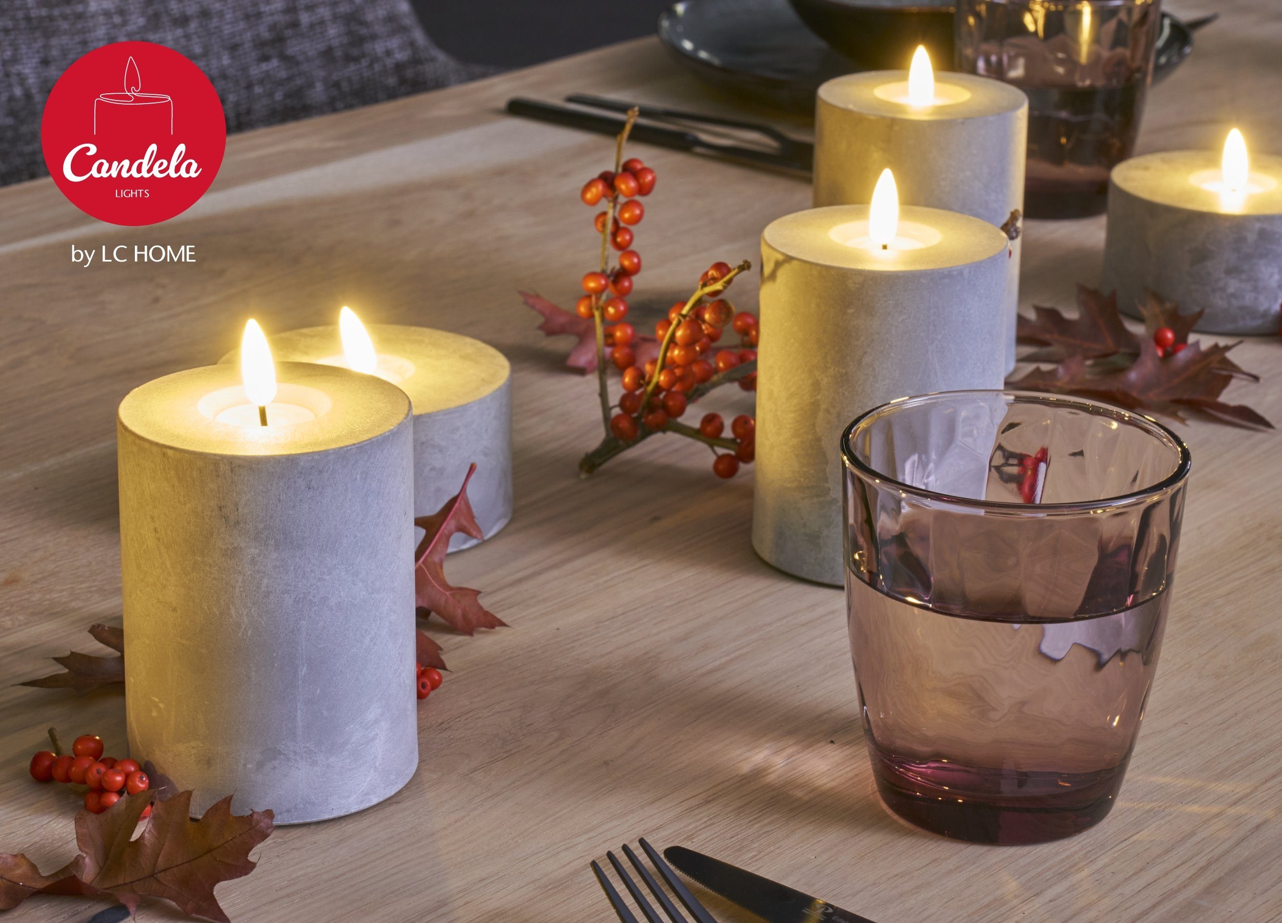 LC Home LED-Kerze Candela Lights LED Beton-Kerzen Set (Set, 2-tlg) günstig online kaufen