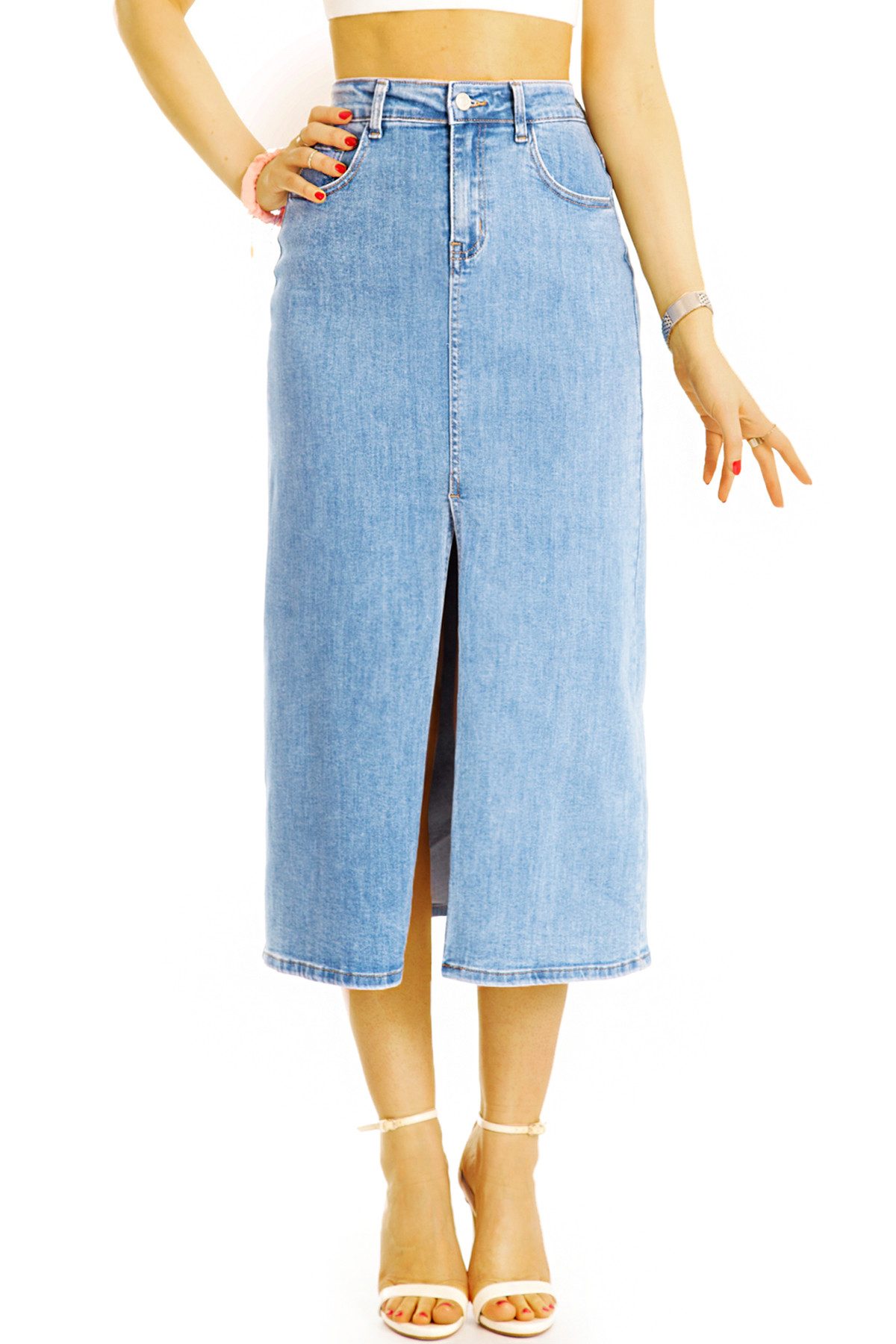 be styled Midirock Midirock Pencil Skirt hellblauer Bleistiftrock - Damen - j22L-3 5-Pocket-Style