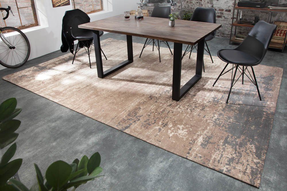 riess-ambiente Teppich MODERN ART XXL 350x240cm grau / beige, rechteckig, Höhe: 10 mm, Vintage · Baumwoll-Mischung · verwaschen · Wohnzimmer