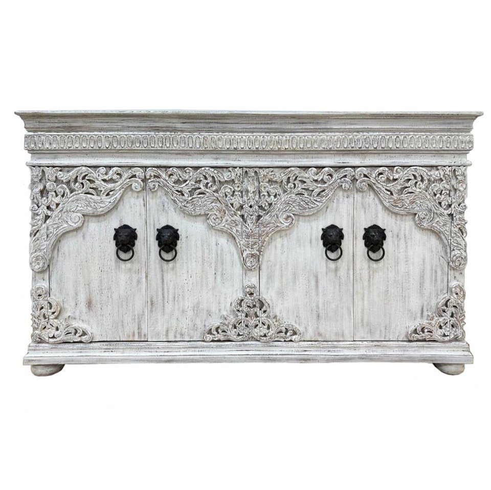 Oriental Galerie Unterschrank Weißes Sideboard Konsole Zarina Indien 180 cm