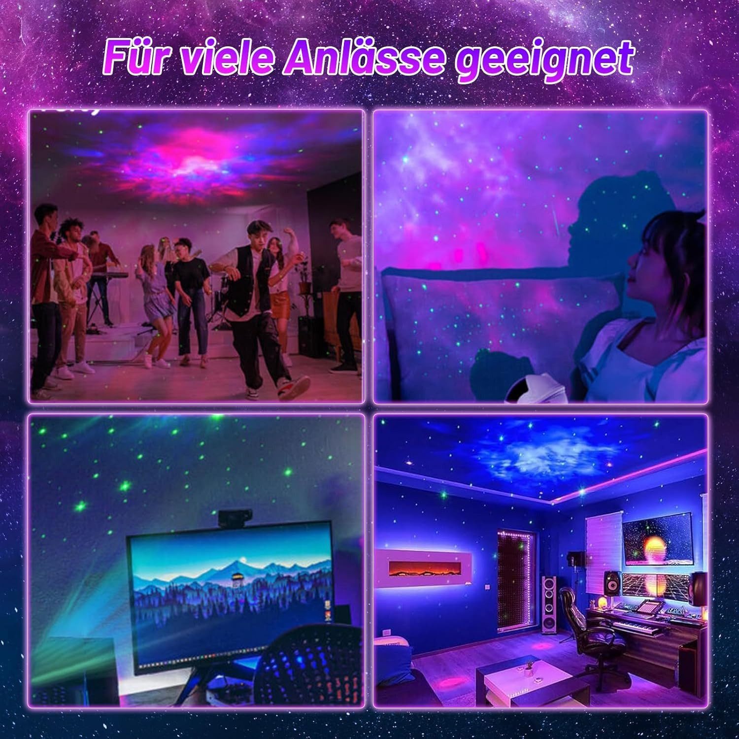 kowdom Nachtlicht Sternenhimmel Projektor Astronaut Nachtlicht mit Fernbedienung Timer, LED, mehrfarbig, wählbar, Astronaut-Design, Fernbedienung, Timer, 360° R – Bild 5 von 5