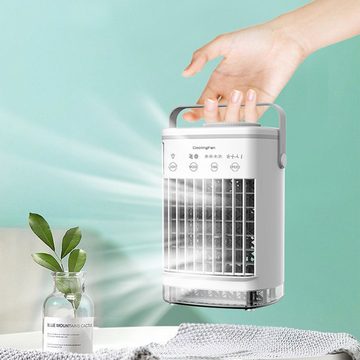 autolock Tischventilator Tragbare Ventilator Desktop Luftkühler Mit Wasserkühlung Licht, 4 Geschwindigkeiten Mobile Klimaanlage USB Ventilator